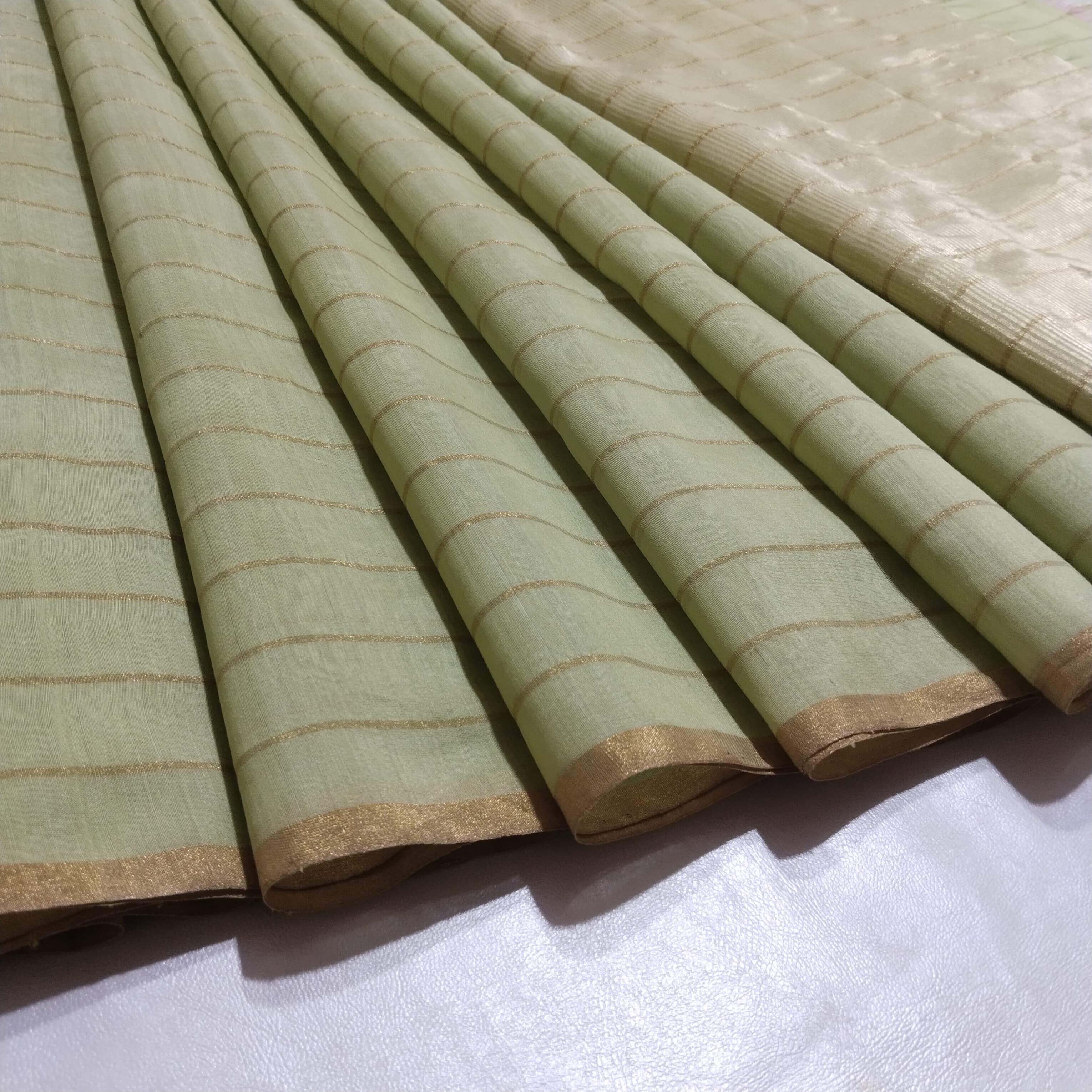 Elegant Pastel Green Chanderi Silk Cotton Saree ✨