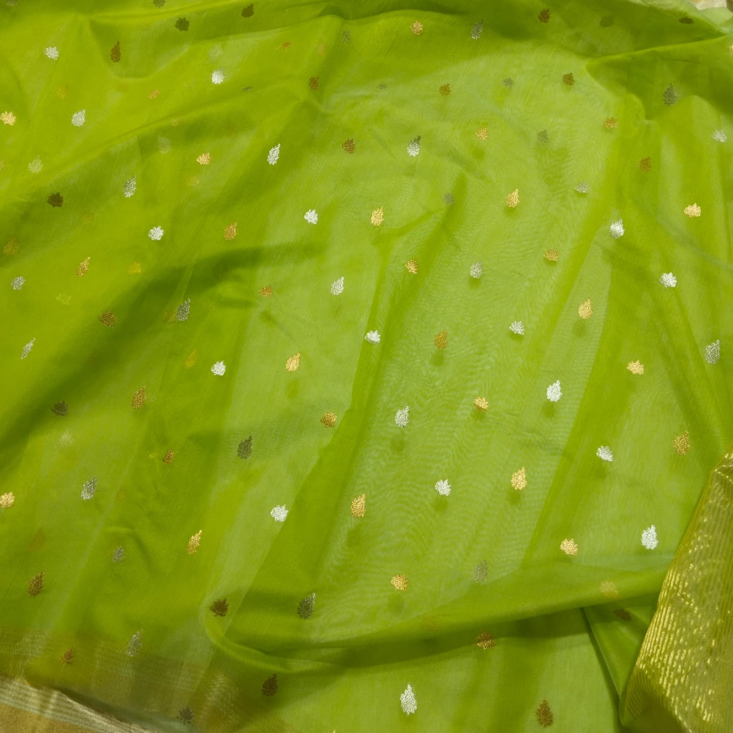 Lime Green  Traditional Chanderi saree
