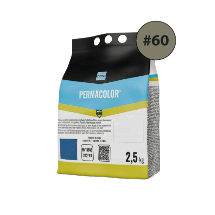 PERMACOLOR #60, cementinis glaistas plytelių tarpams glaistyti, 2.5kg.