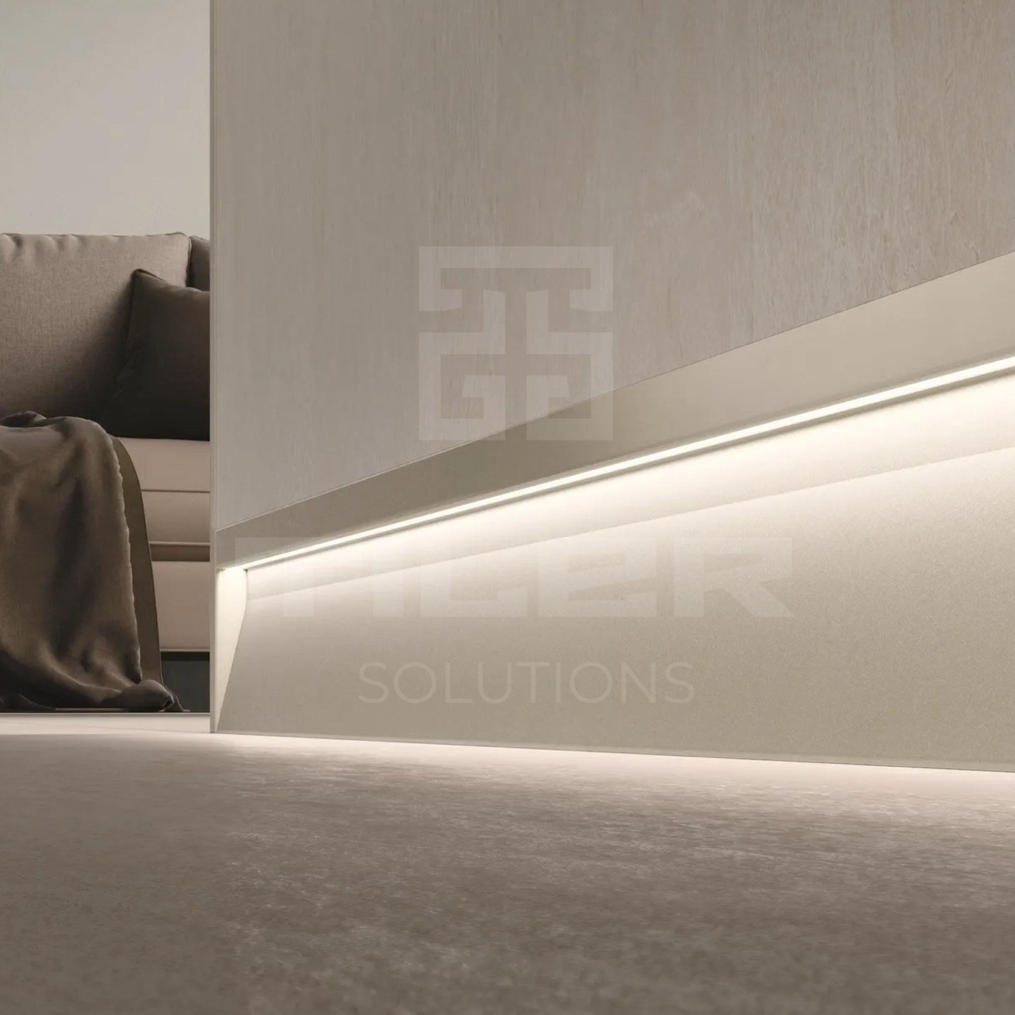 Grindjuostė METAL LED, aliuminis SILVER, H100 mm, L2700 mm