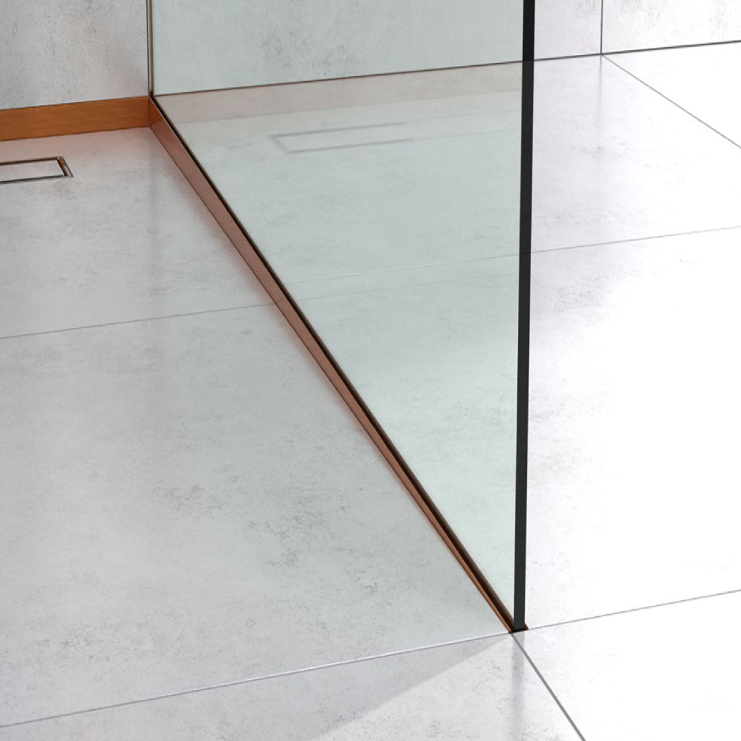 Profilis dušo nuolydžiui (dešininis), ŠVEISTAS BRONZINIS NERŪDIJANTIS PLIENAS, 10mm plytelei