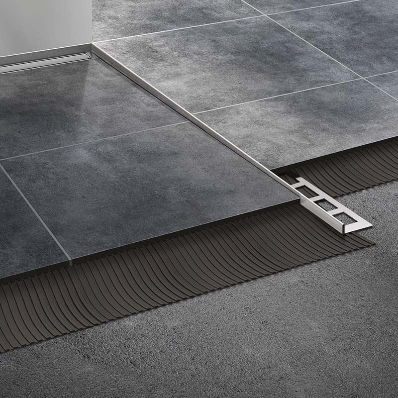 Profilis dušo nuolydžiui (kairinis), POLIRUOTAS NERŪDIJANTIS PLIENAS, 10mm plytelei