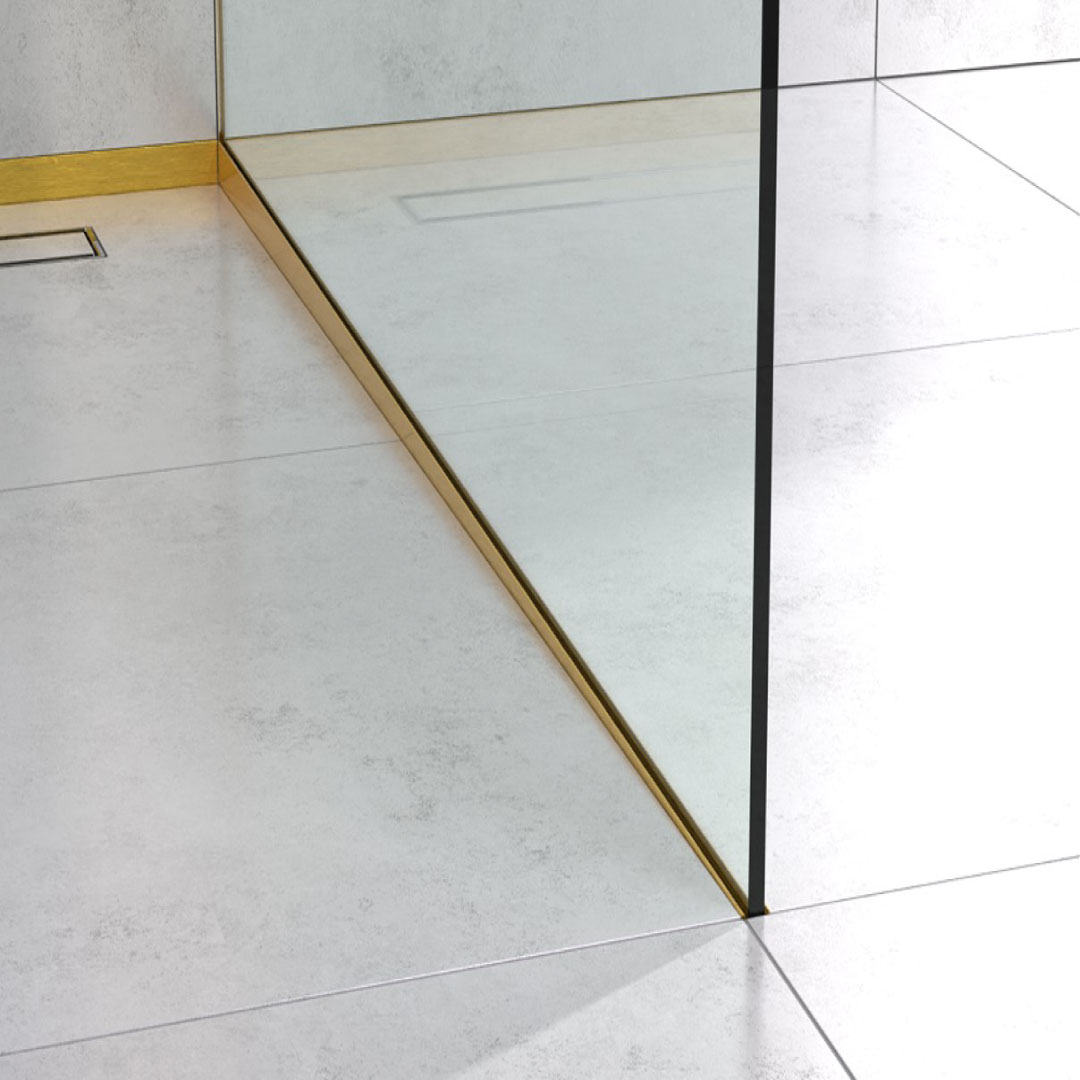 Profilis dušo nuolydžiui (dešininis), ŠVEISTO AUKSO NERŪDIJANTIS PLIENAS, 10mm plytelei