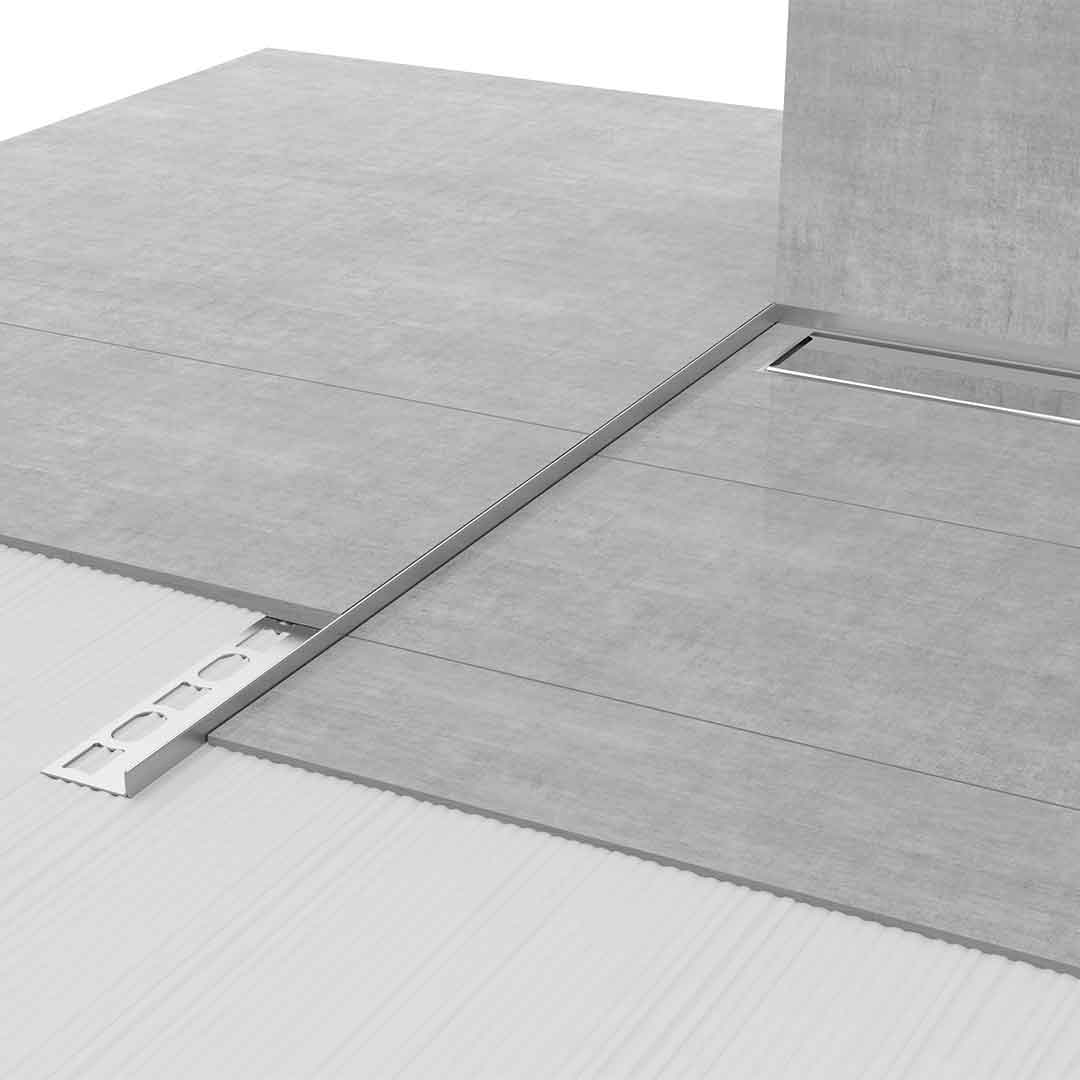 Profilis dušo nuolydžiui (kairinis), ŠVEISTAS NERŪDIJANTIS PLIENAS, 10mm plytelei, L980 - 2000 mm