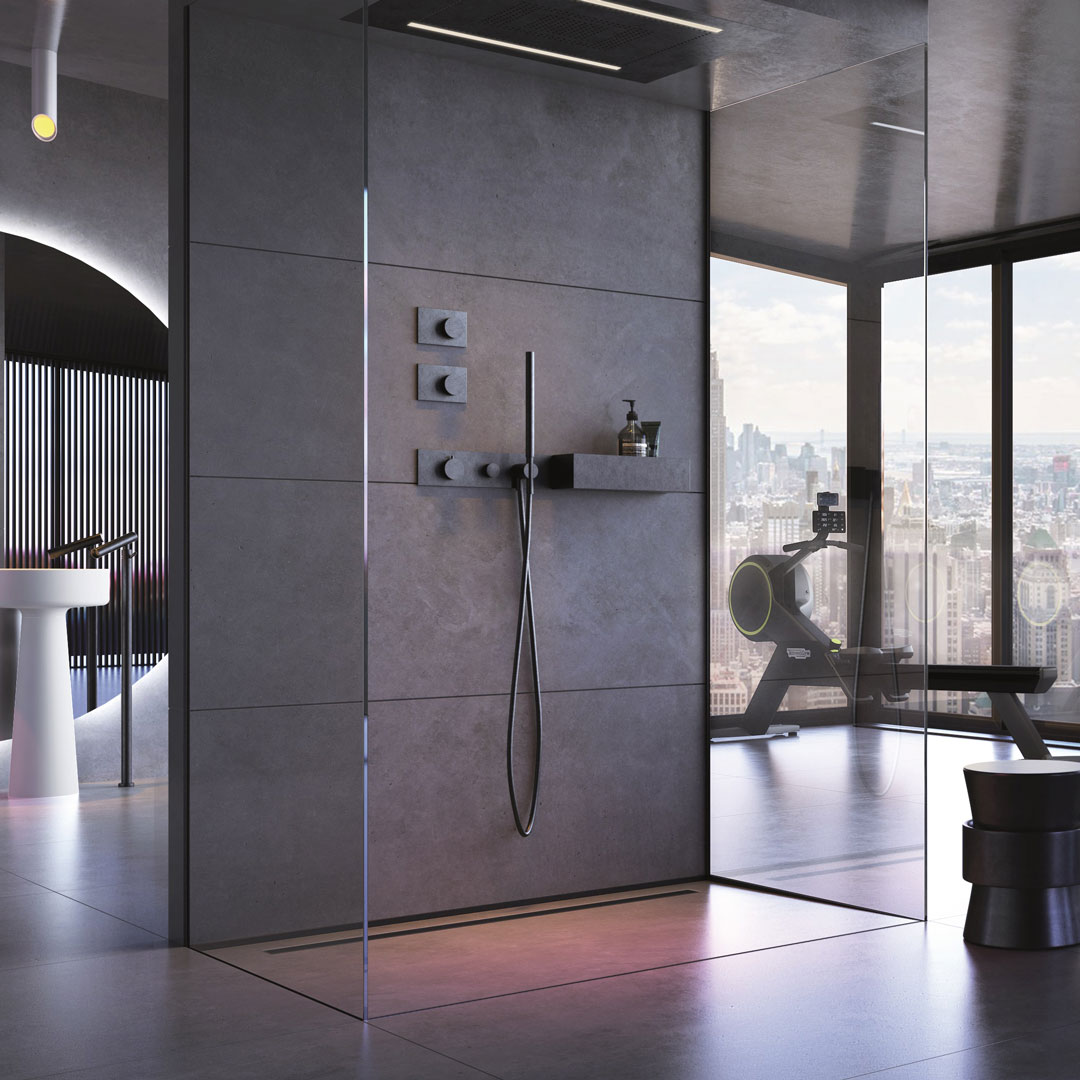 Linijinis dušo trapas, POLIRUOTO NIKELIO spalva, L600 - 1000 mm