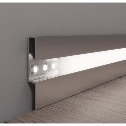 Grindjuostė PRO METAL LED, aliuminis SILVER, H60 mm, L2000 mm