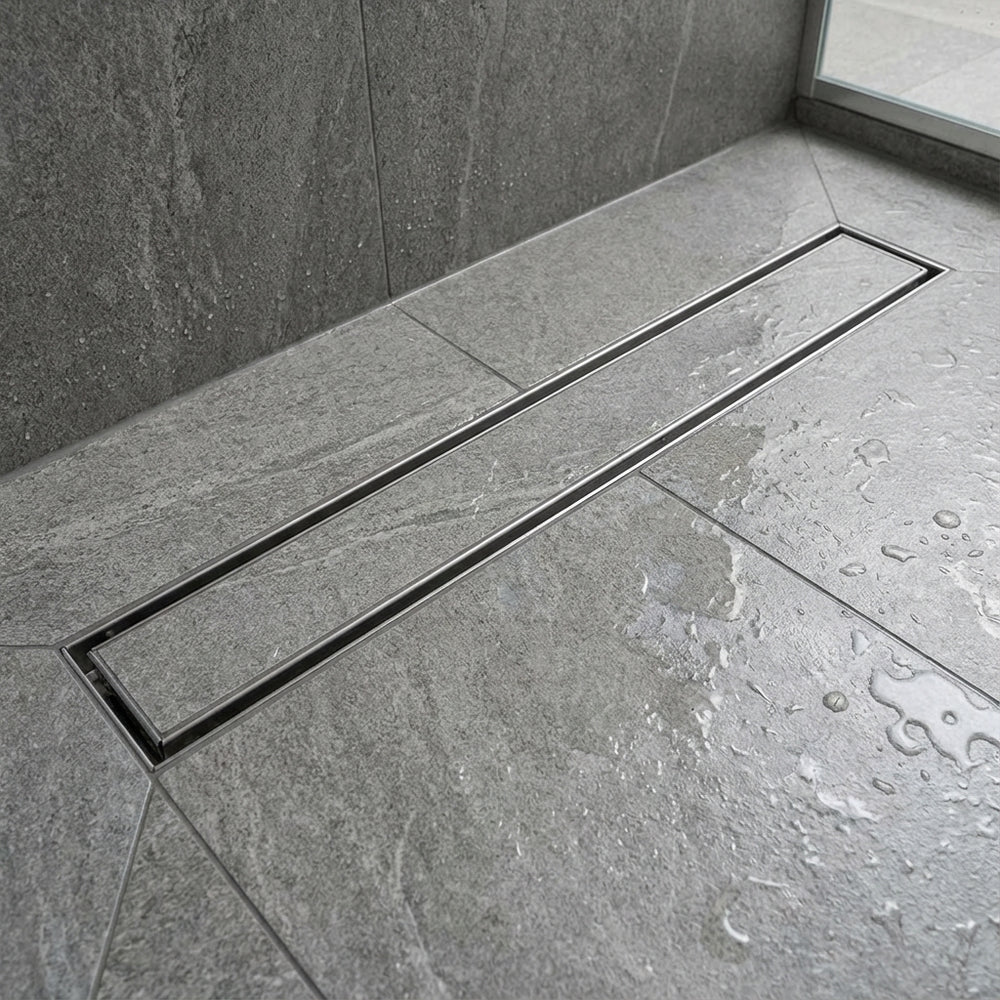 Linijinis dušo trapas, ŠVEISTO NIKELIO spalva, L600 - 1000 mm