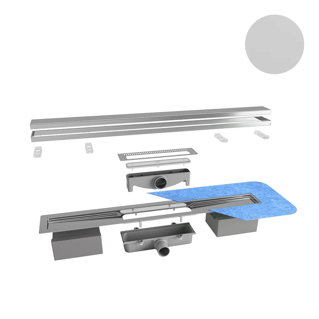 Linijinis dušo trapas, BALTA spalva, L600 - 1000 mm