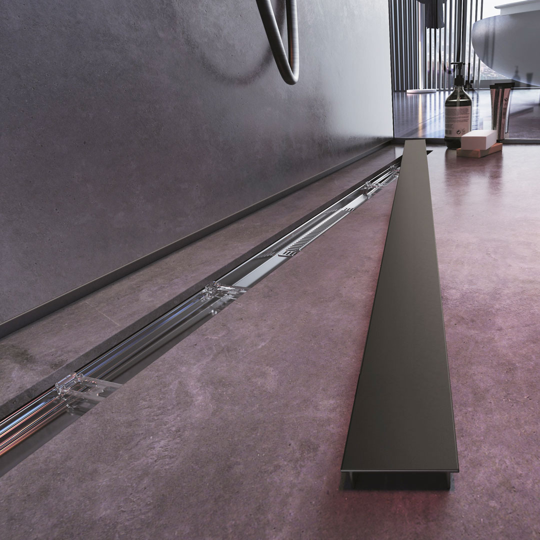 Linijinis dušo trapas, POLIRUOTO RAUSVO AUKSO spalva, L600 - 1000 mm