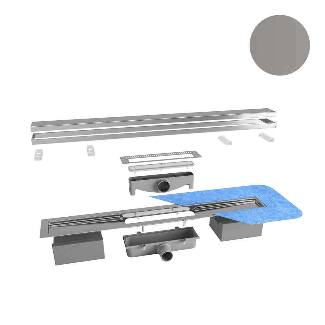 Linijinis dušo trapas, POLIRUOTO NERŪDIJANČIO PLIENO spalva, L600 - 1200 mm