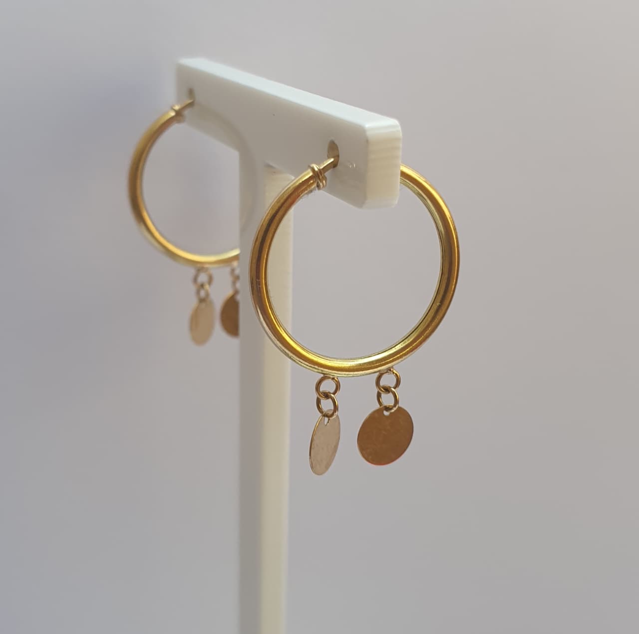 Gold Hoop Earrings with Pendants