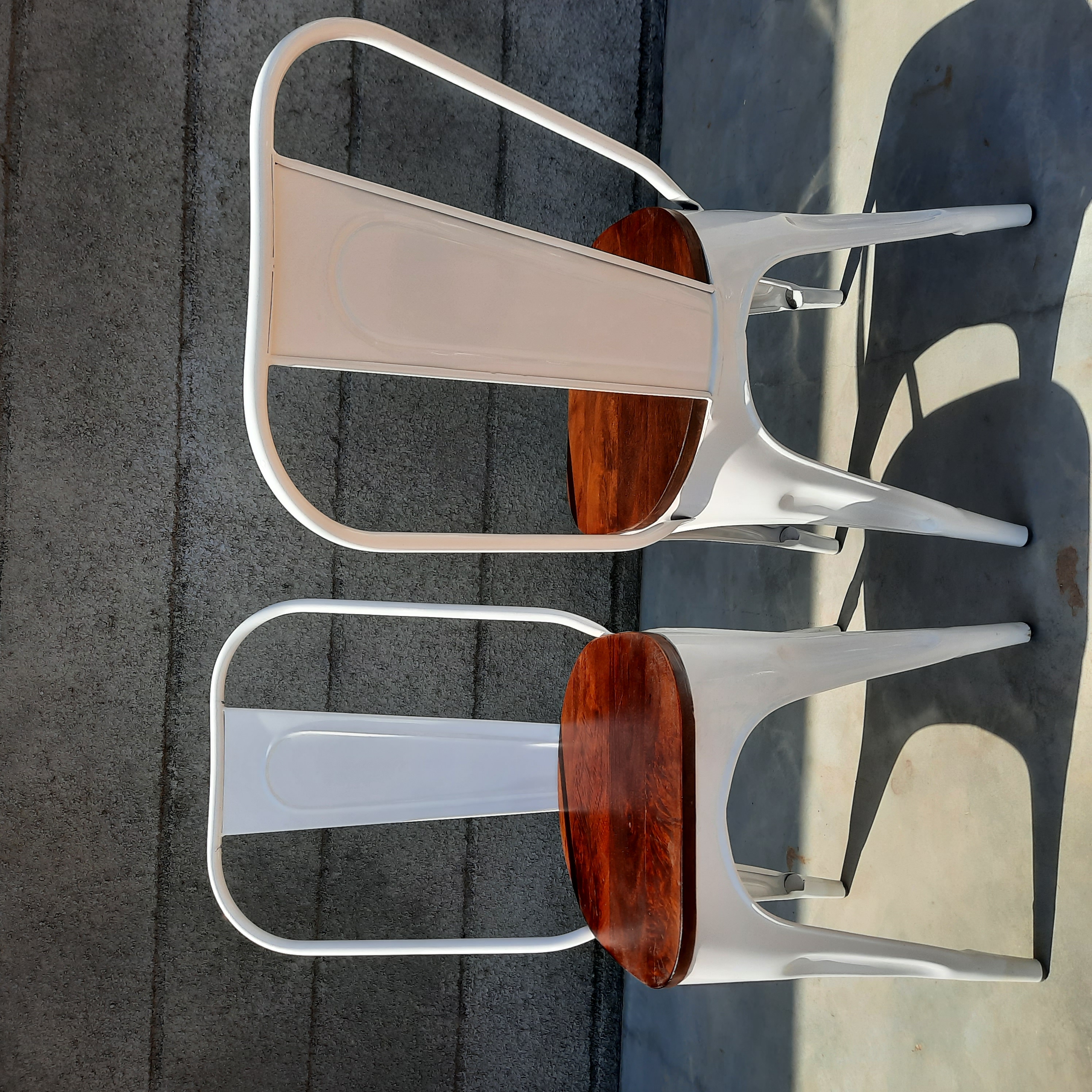 Set of Metal and Wood Chairs
