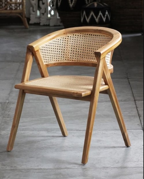 Rattan and Wood Accent Chair