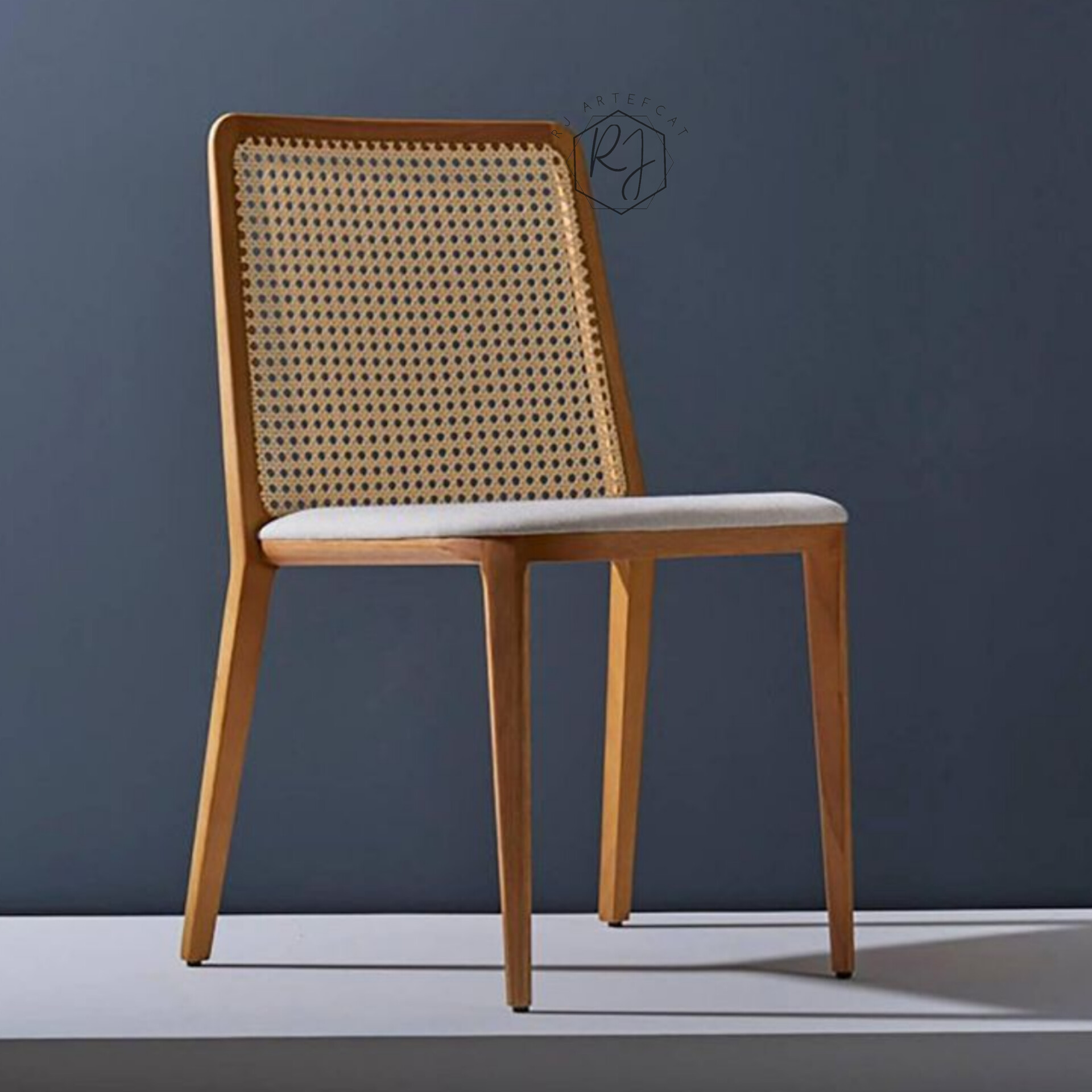 Woven Back Wooden Chair