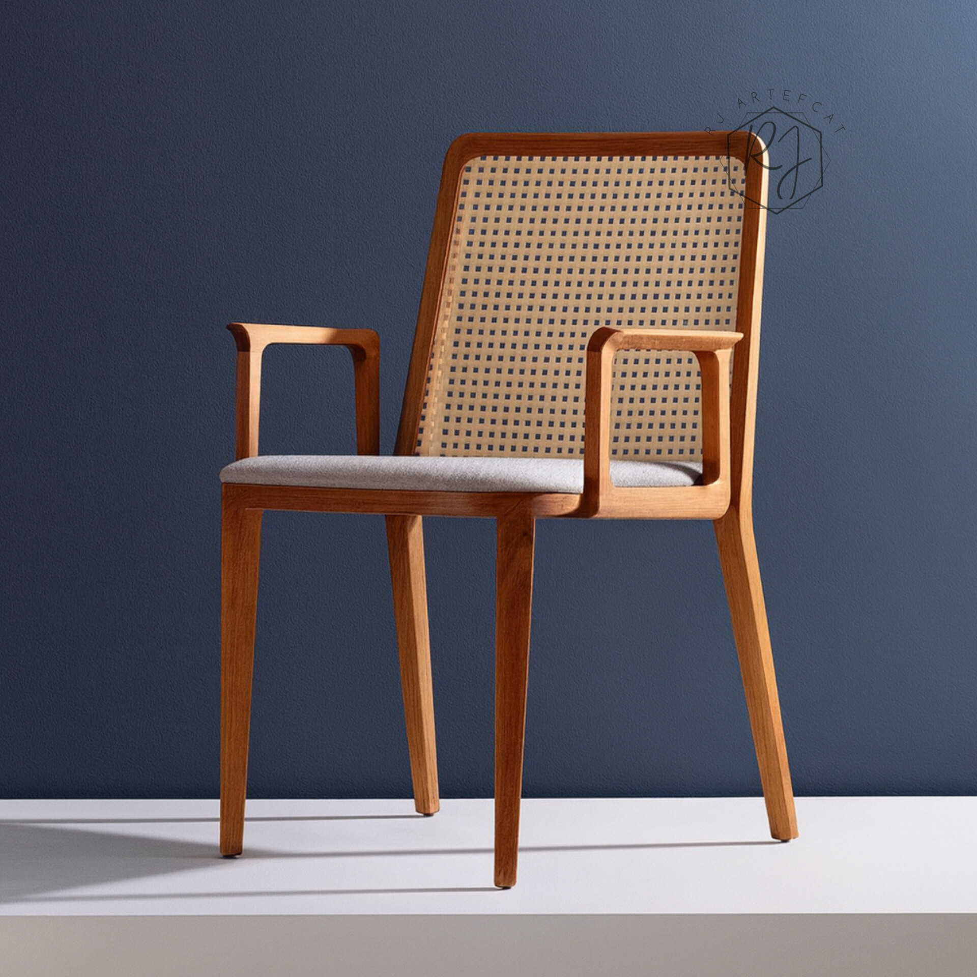 Woven Back Wooden Chair