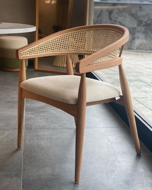 Rattan and Wood Accent Chair