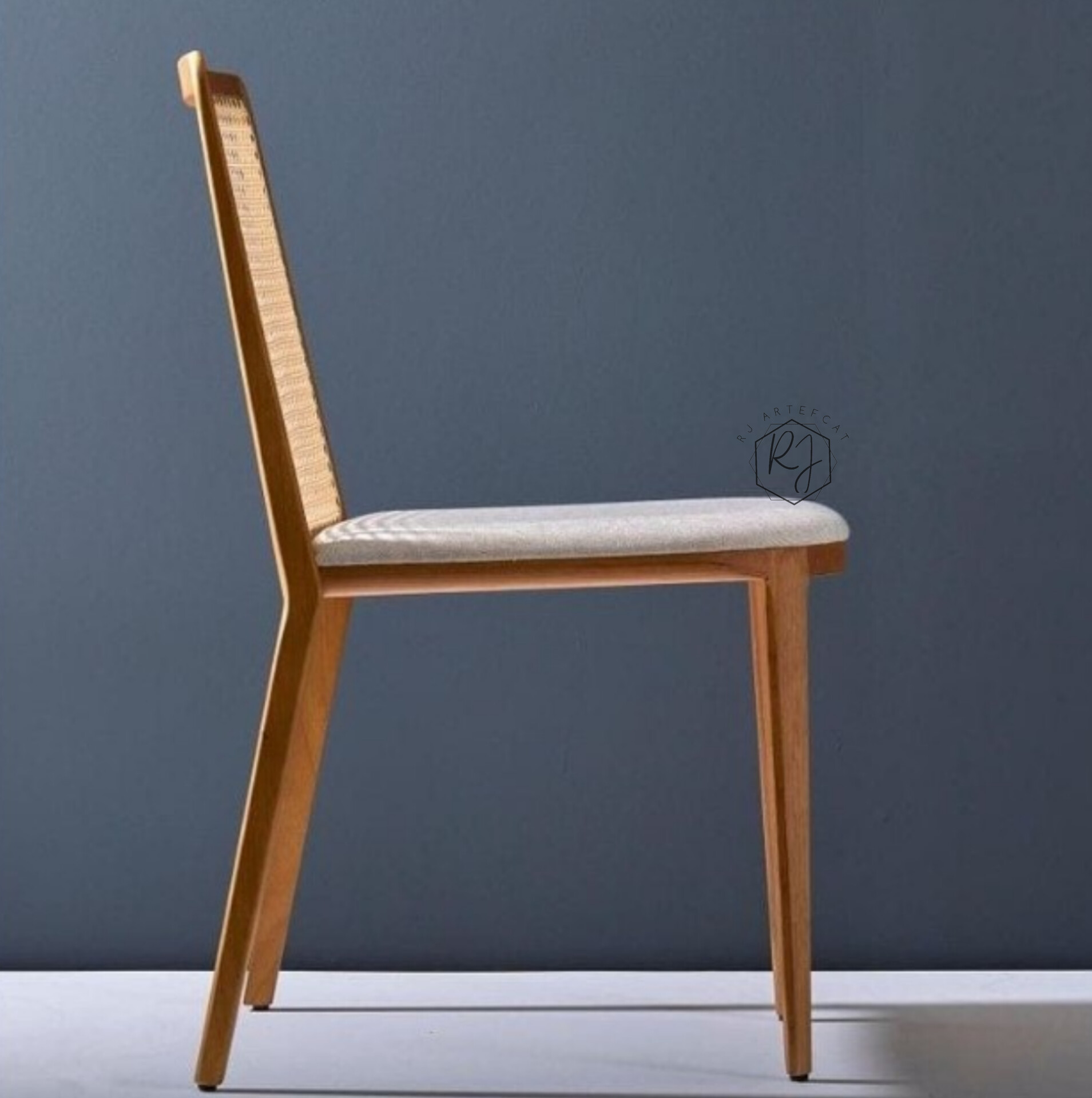 Woven Back Wooden Chair