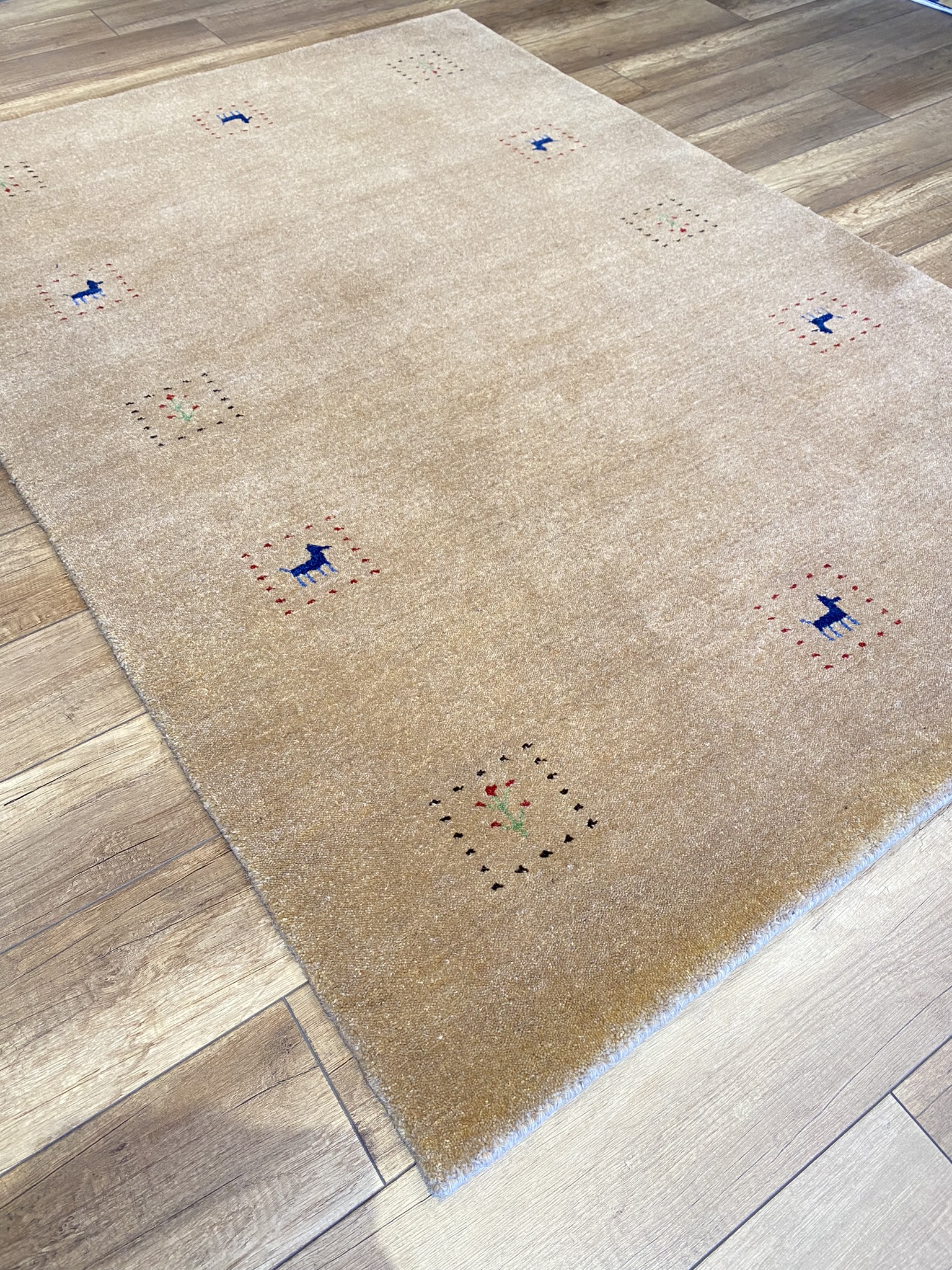 Handwoven Beige Gabbeh Rug 4x6Ft