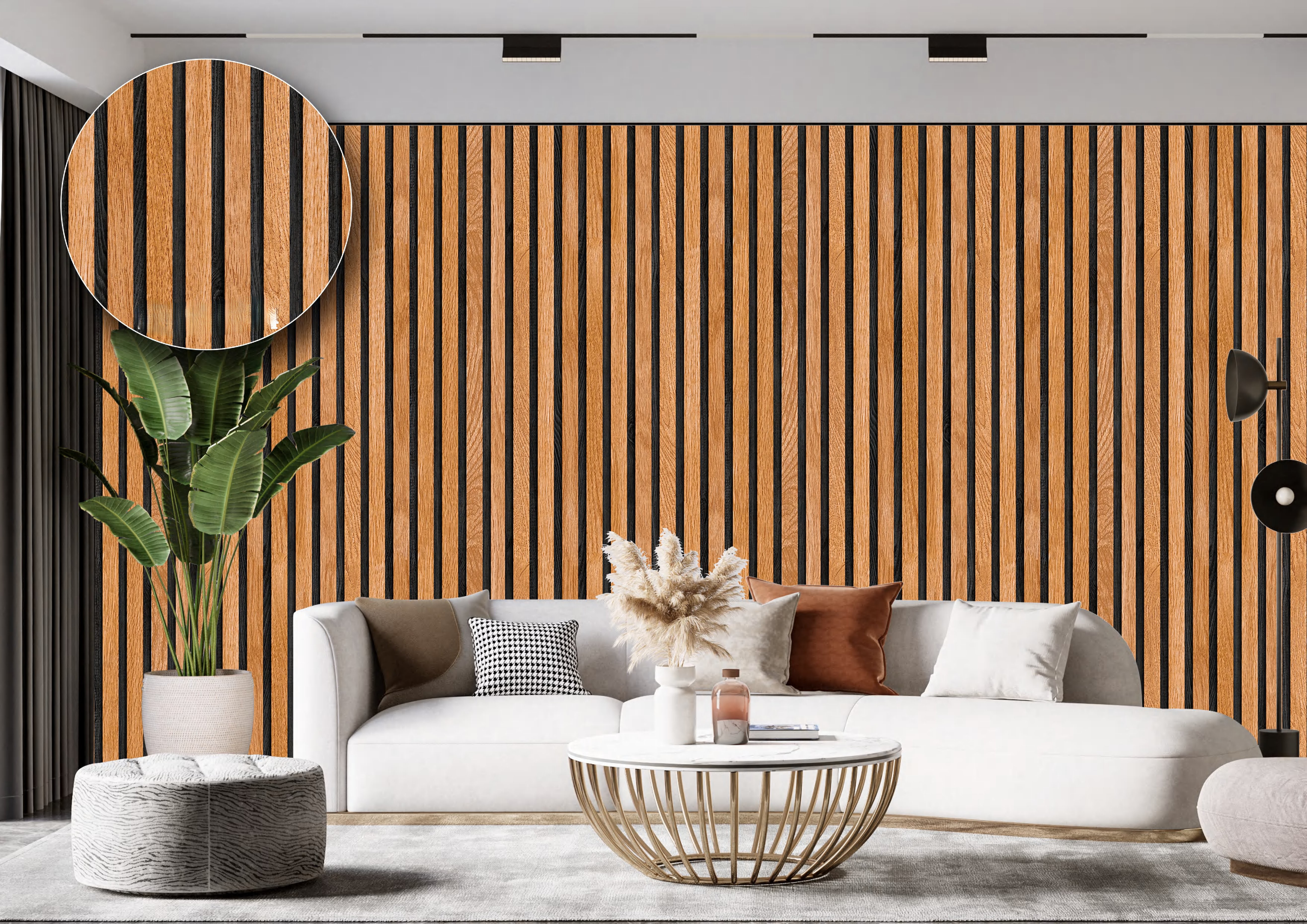 Wooden slat wallpaper