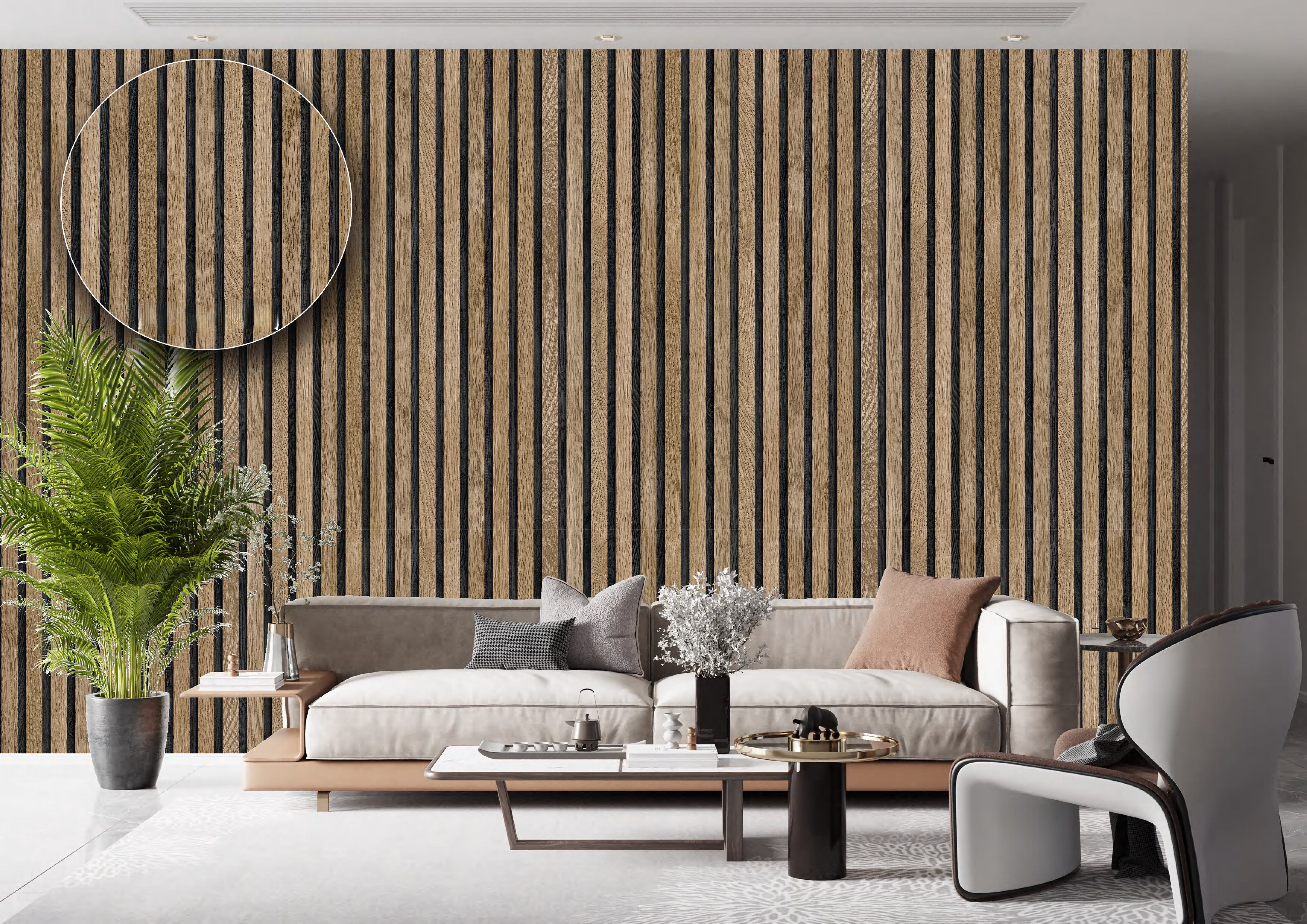 Wooden slat wallpaper