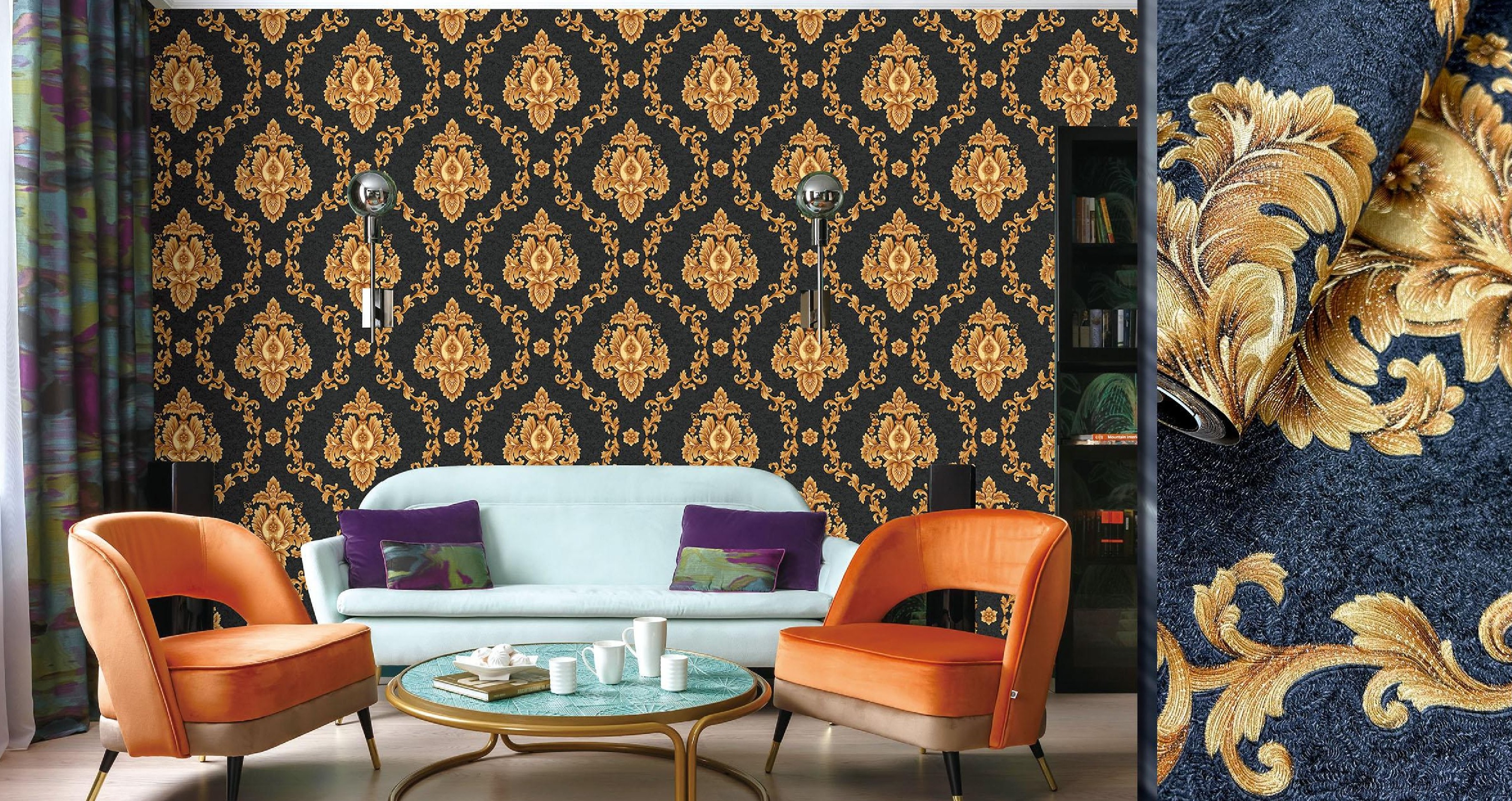 Luxury Gold Floral Wallpaper