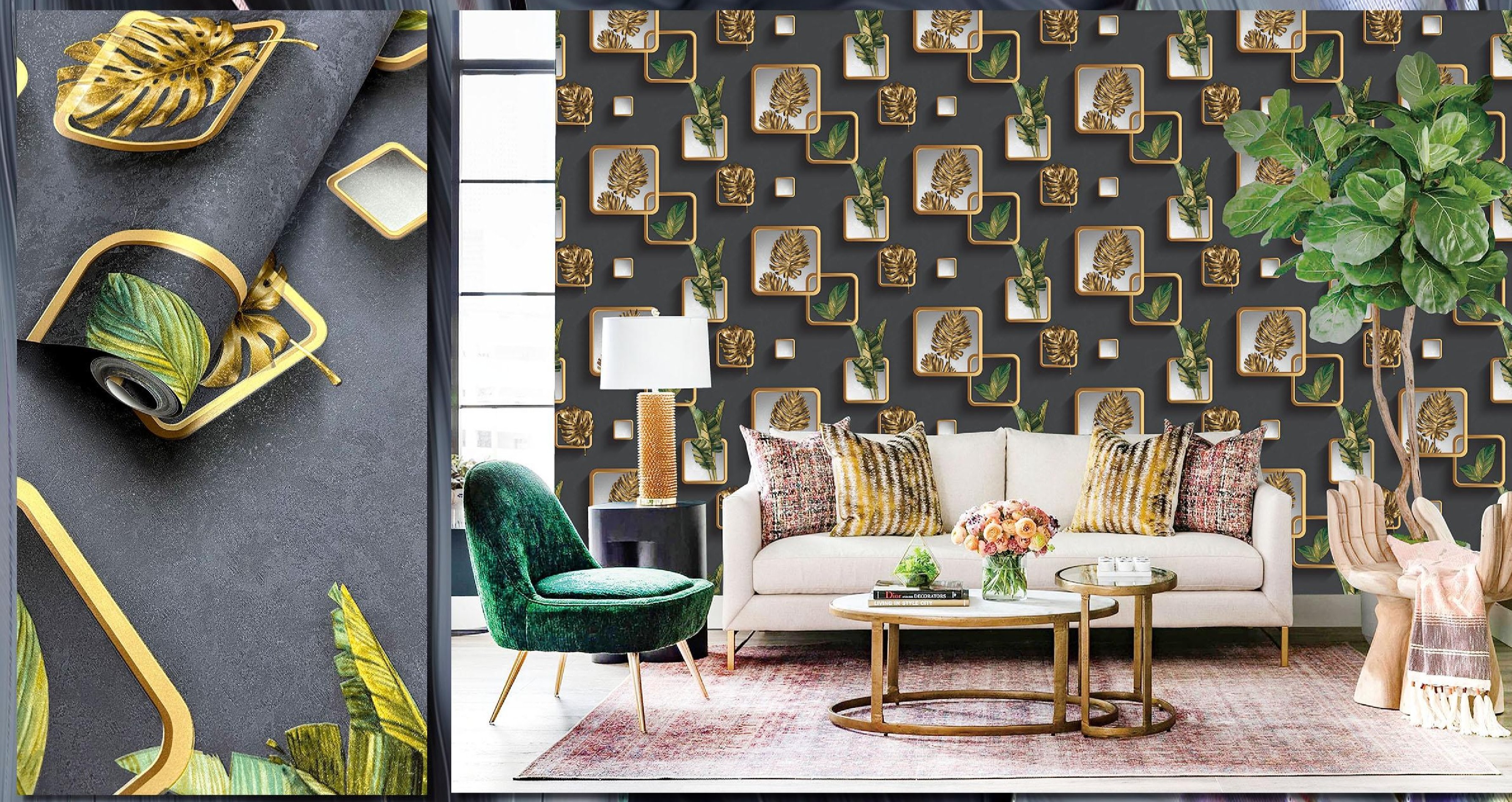 3D Nature Patterned Wallpaper