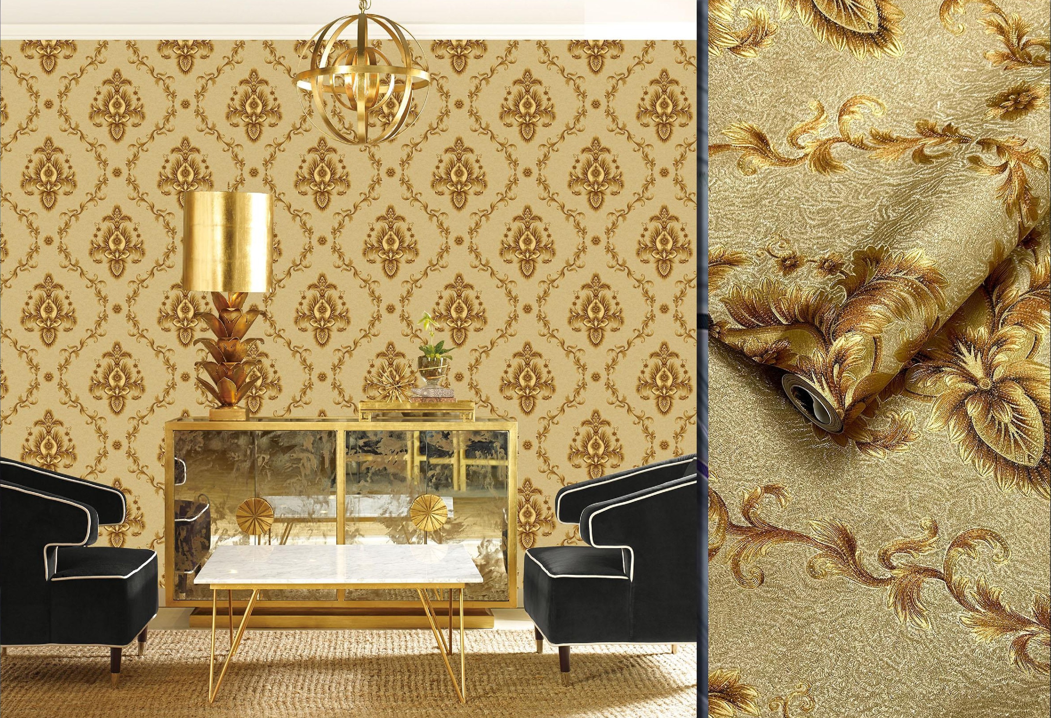 Luxury Gold Floral Wallpaper