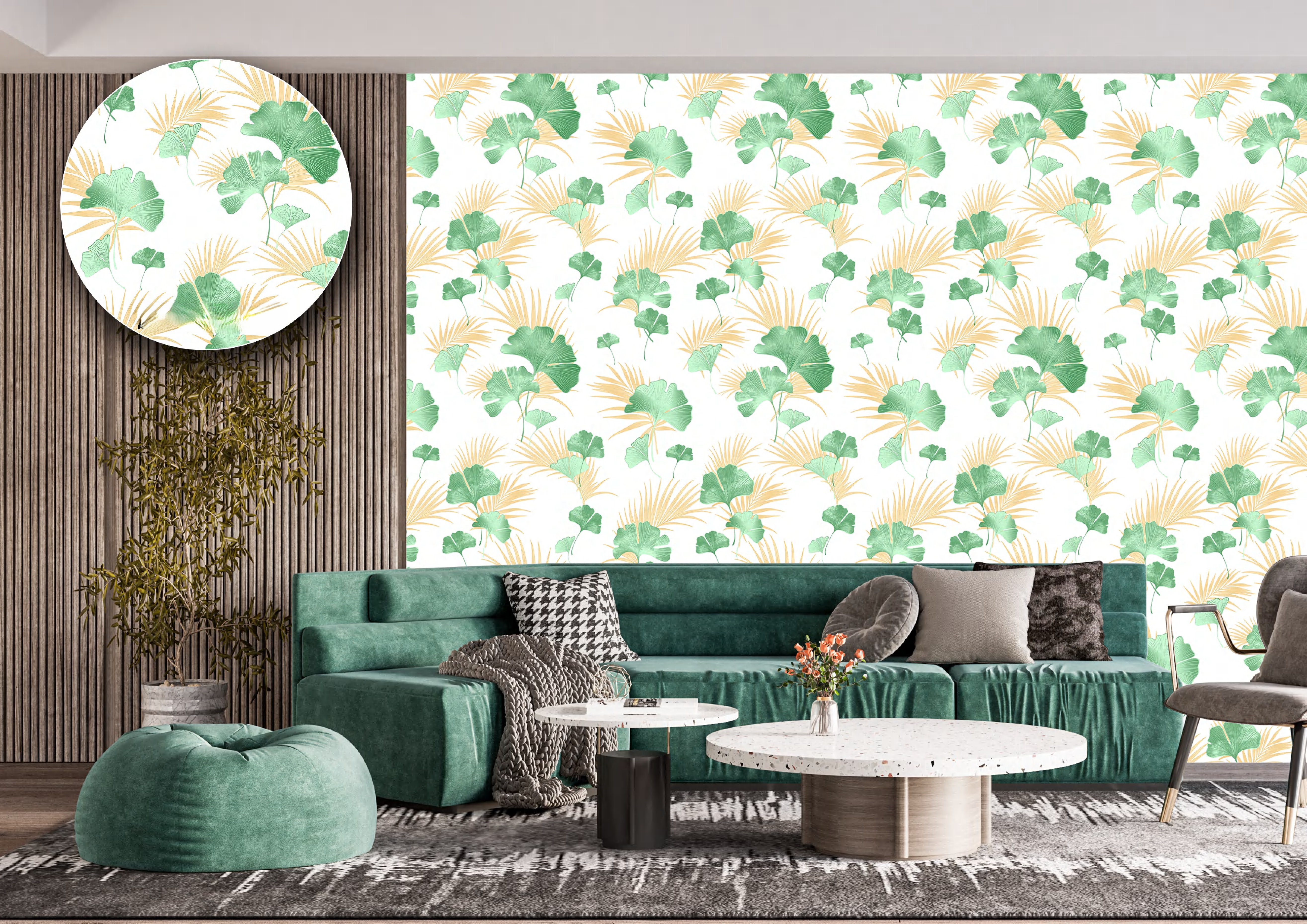 Golden Ginkgo Leaf Wall Mural
