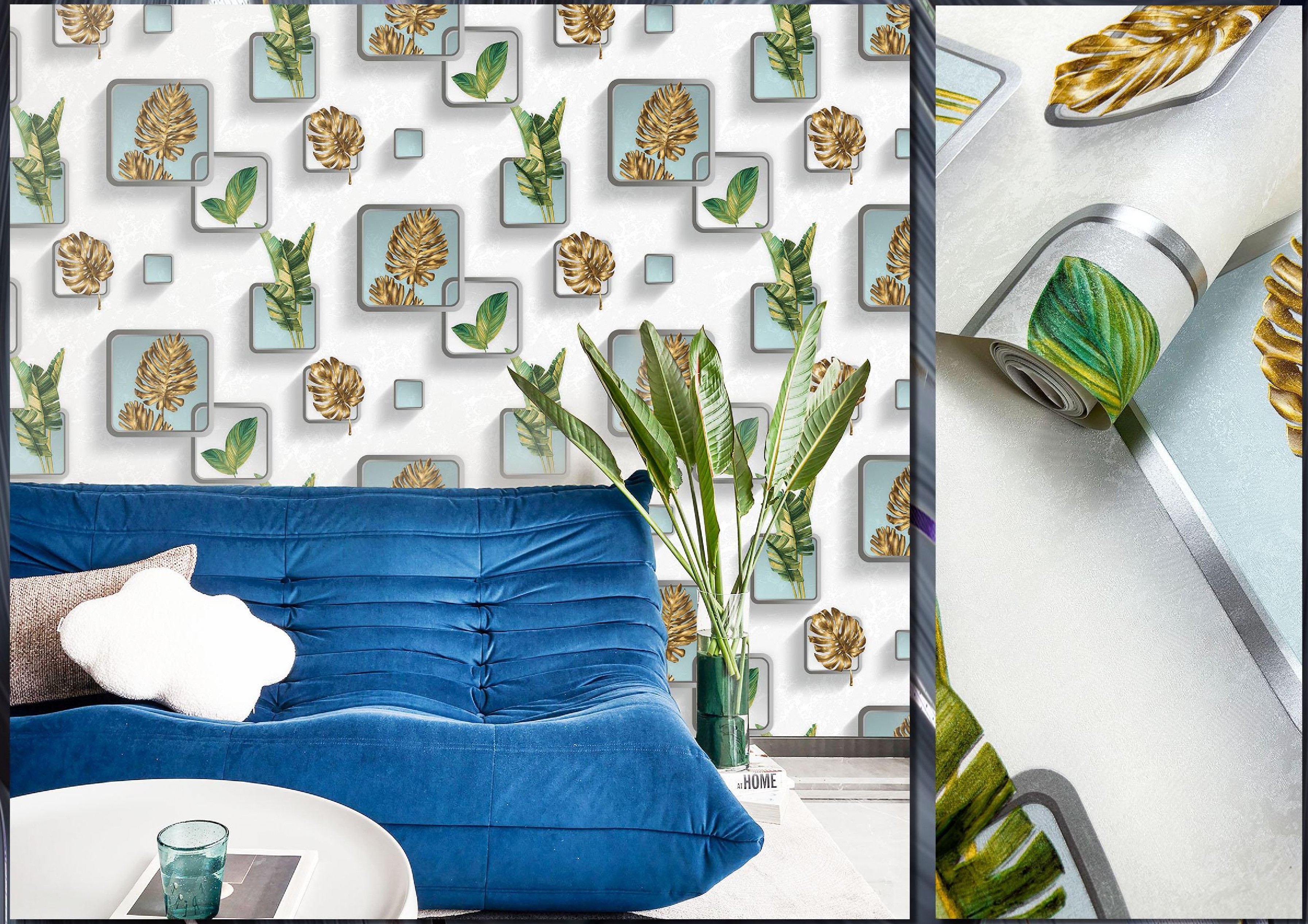 3D Nature Patterned Wallpaper