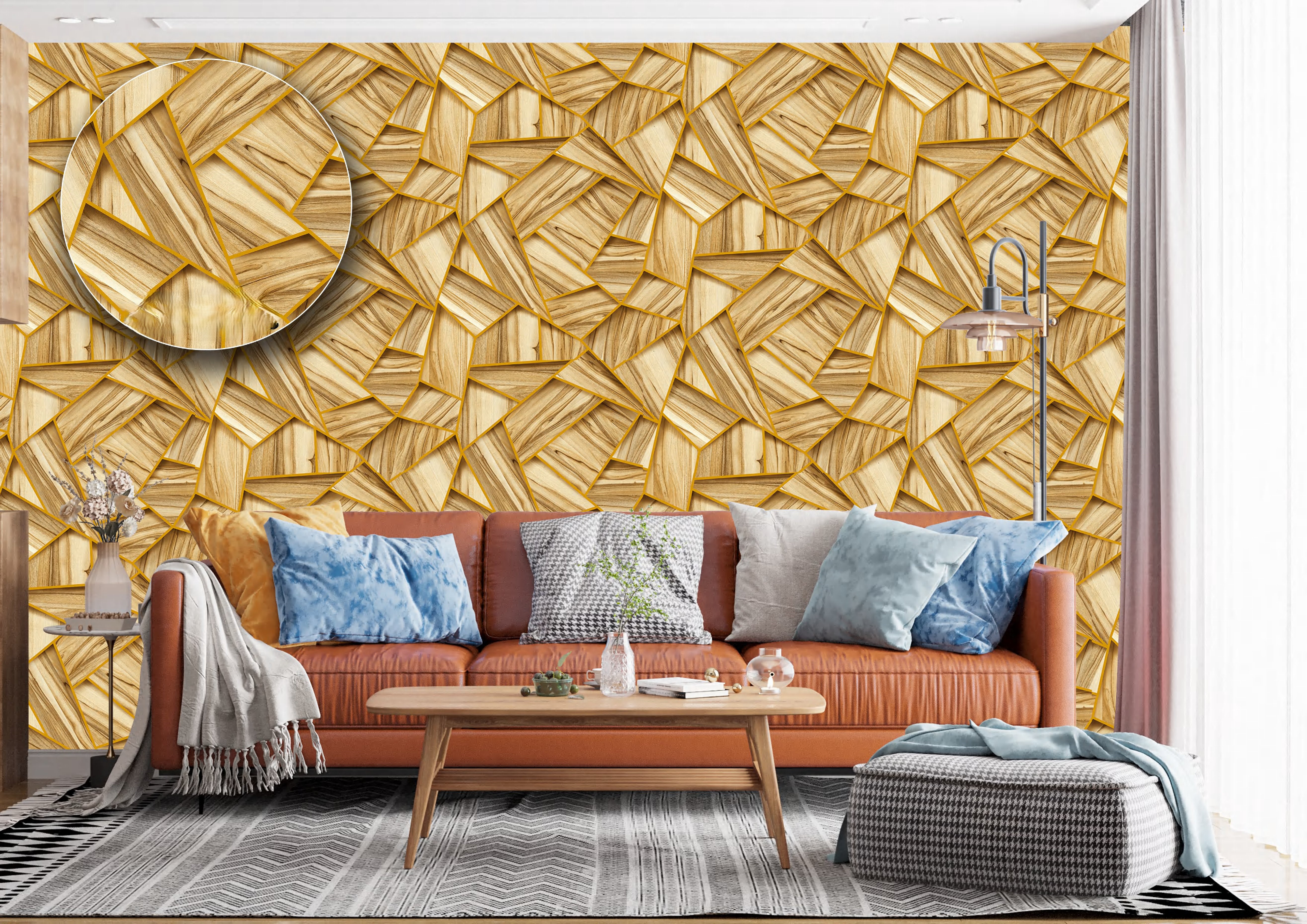 Geometric Wooden Pattern Wallpaper