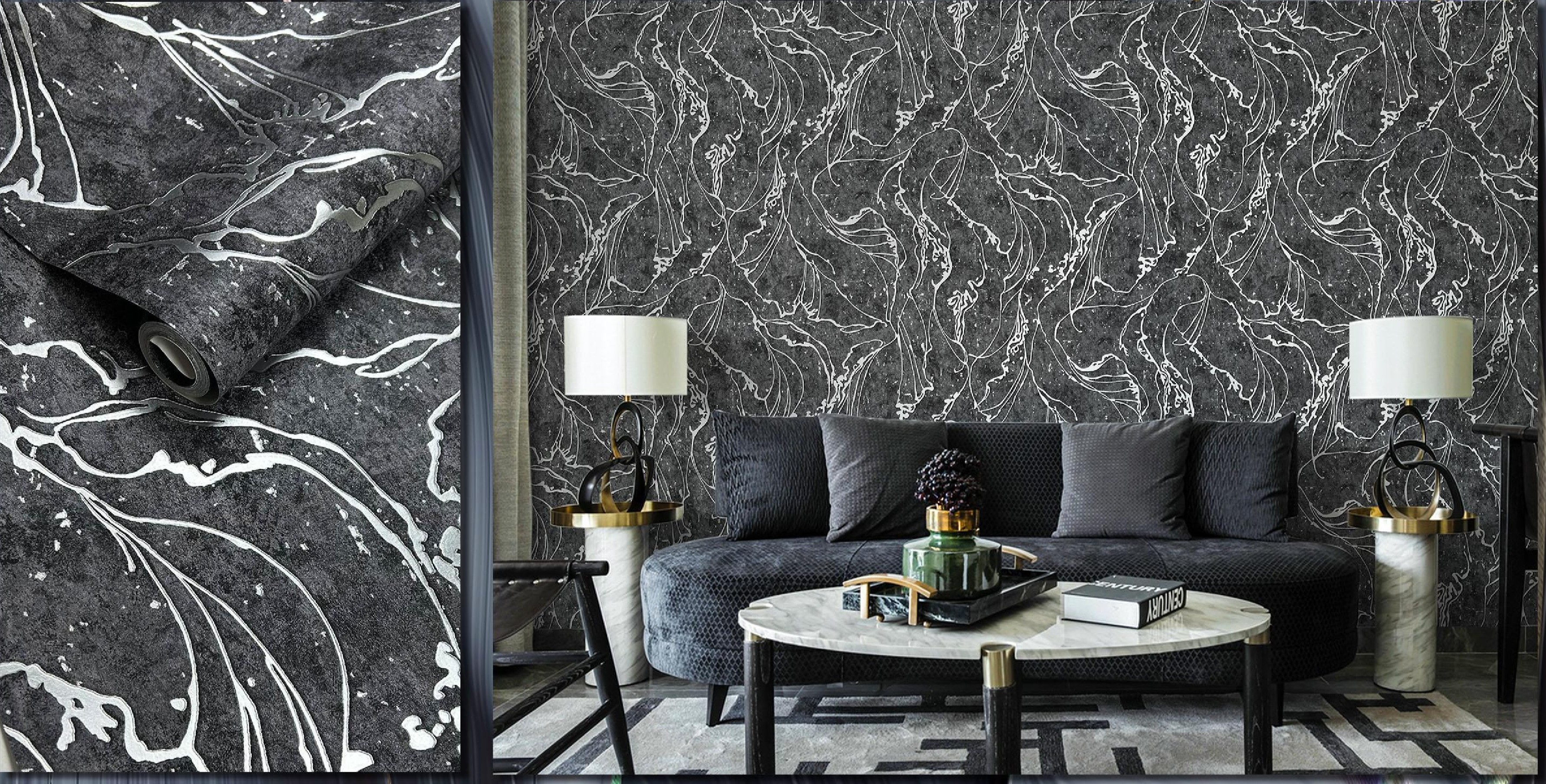 Ebon Vein Marble Wallpaper