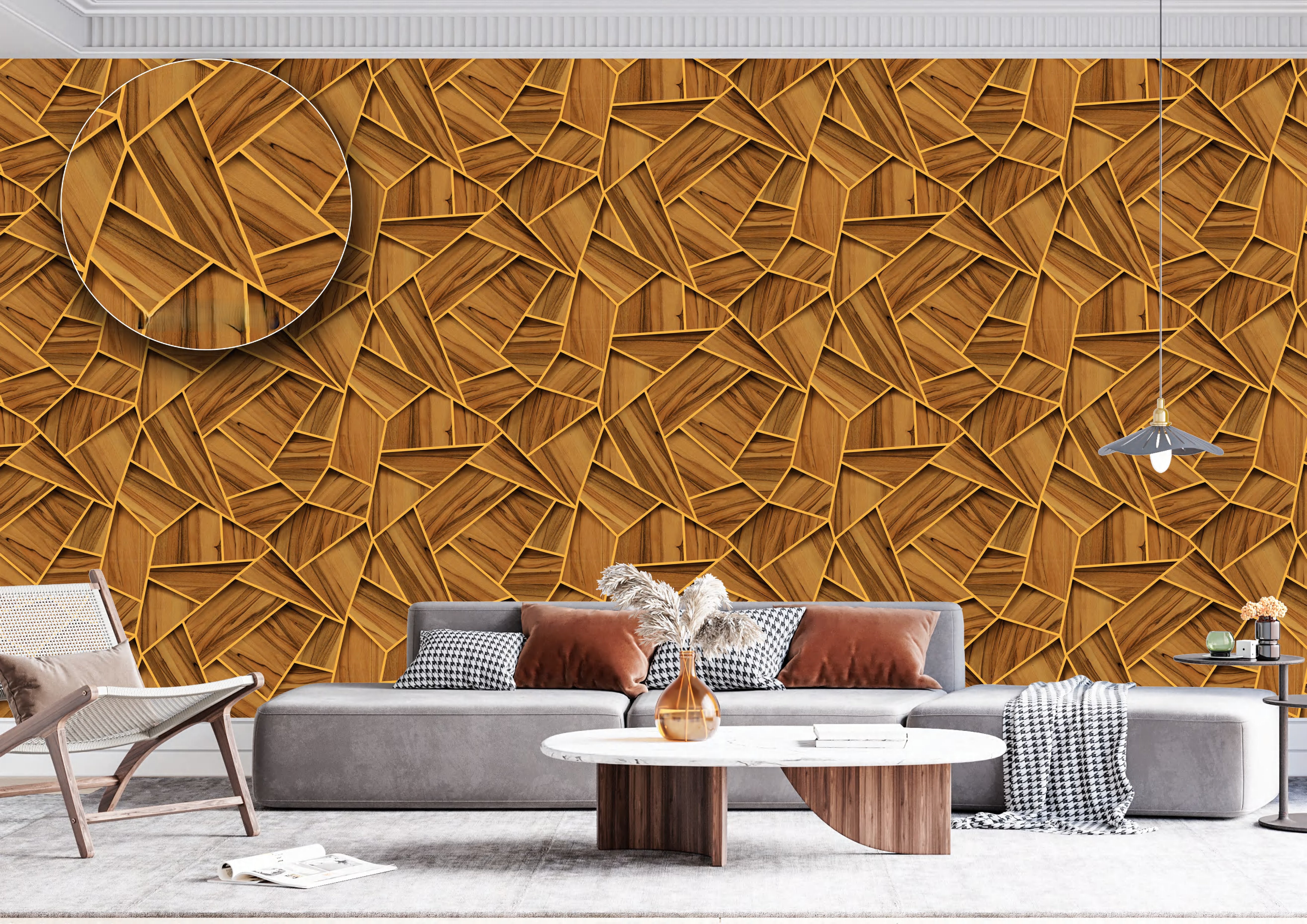 Geometric Wooden Pattern Wallpaper