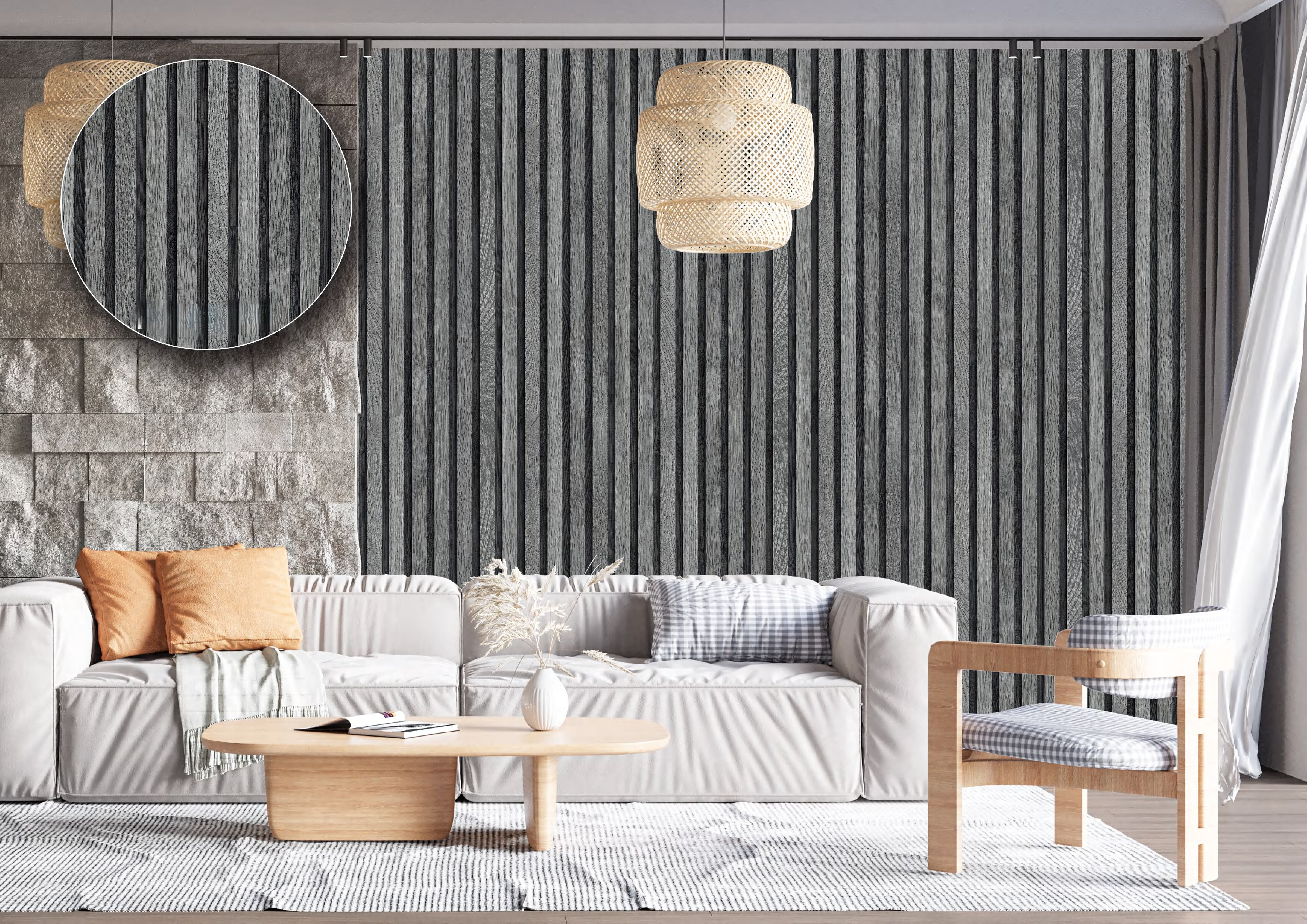 Wooden slat wallpaper
