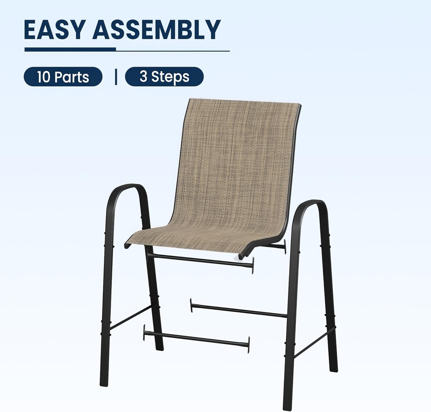 Outdoor Bar Stools of 4, All Weather Patio Bar Height Sets, High Back Patio Stools & Bar Chairs for Backyard, Balcony and Pool, Brown