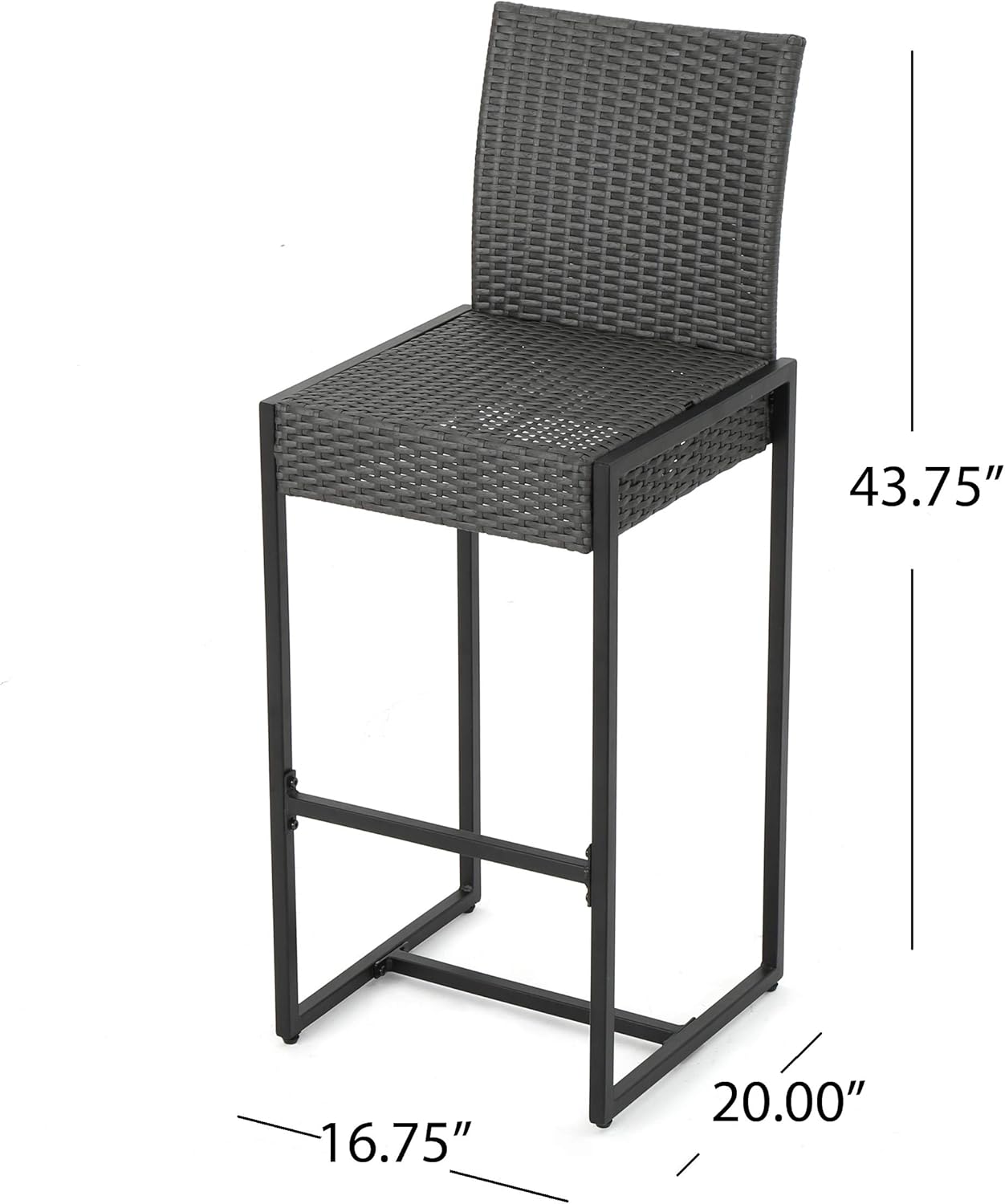 Conrad Outdoor Wicker Barstools, 2-Pcs Set, Grey