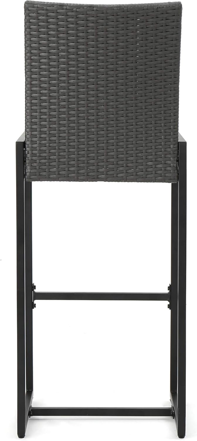 Conrad Outdoor Wicker Barstools, 2-Pcs Set, Grey