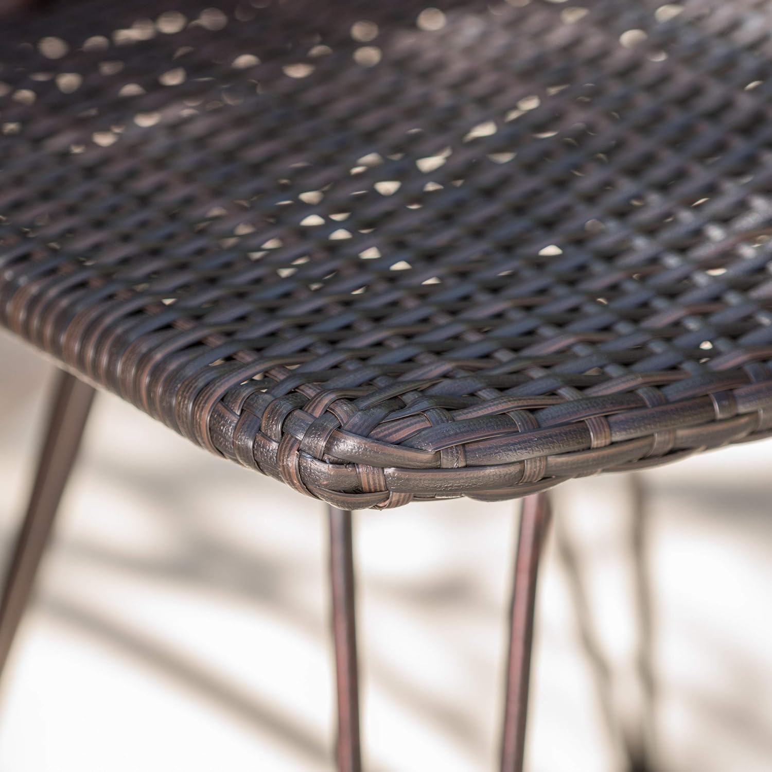 Torrey Outdoor Wicker Barstools with Iron Frame, 2-Pcs Set, Multibrown / Black Copper