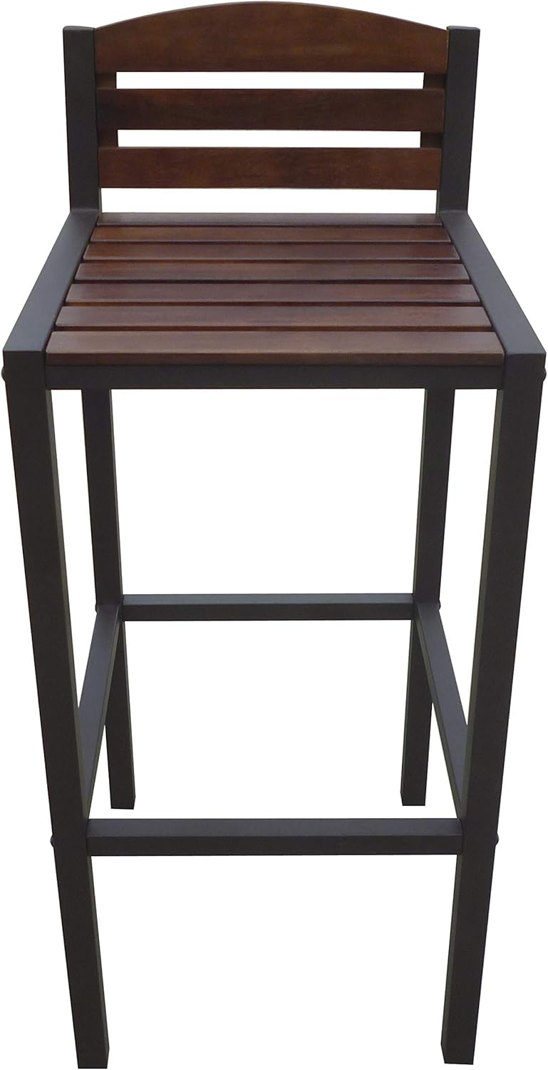 Milos Acacia Barstools, 2-Pcs Set, Dark Brown / Rustic Metal
