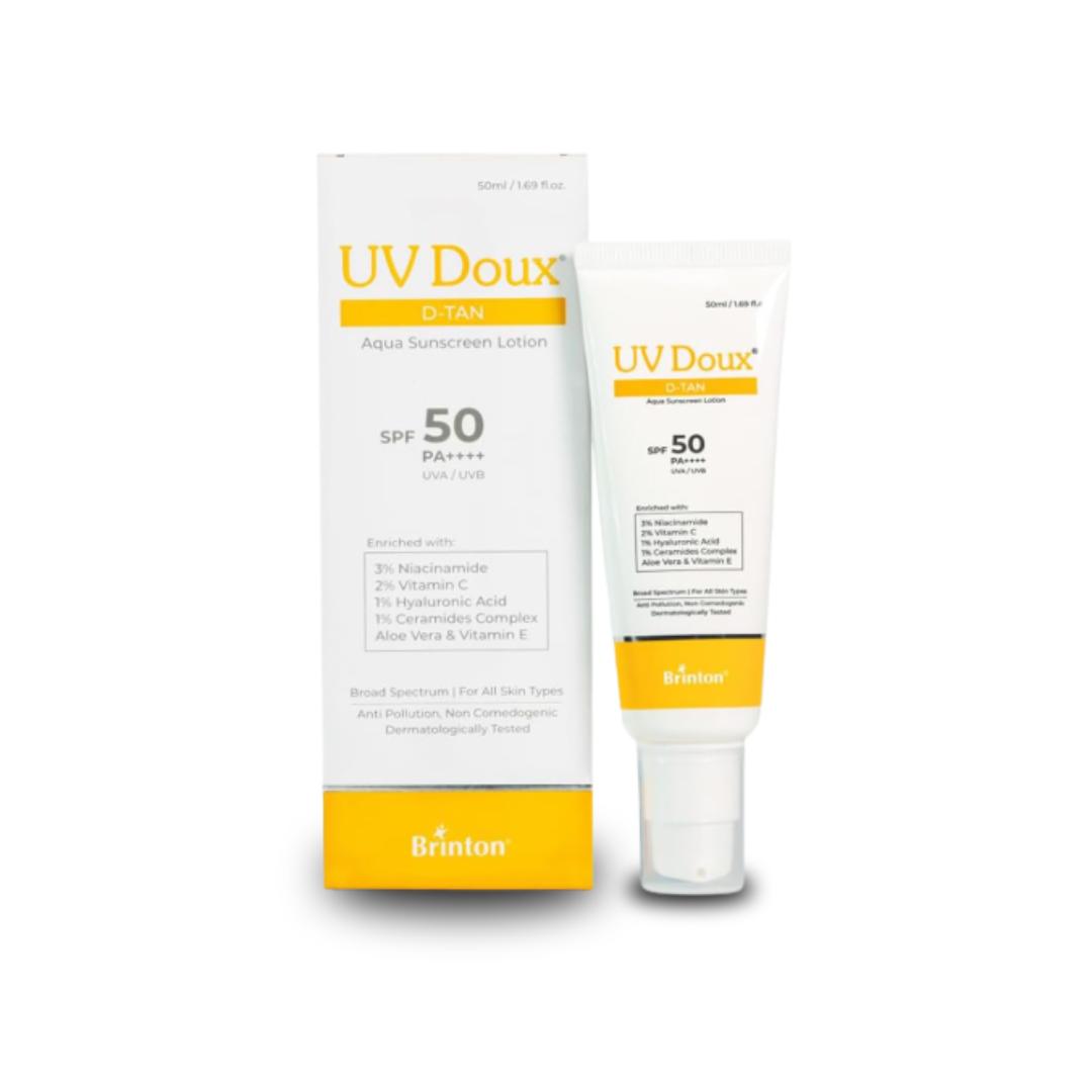 UV Doux D-Tan Aqua Sunscreen Lotion – SPF Protection with Instant De-Tan Hydration