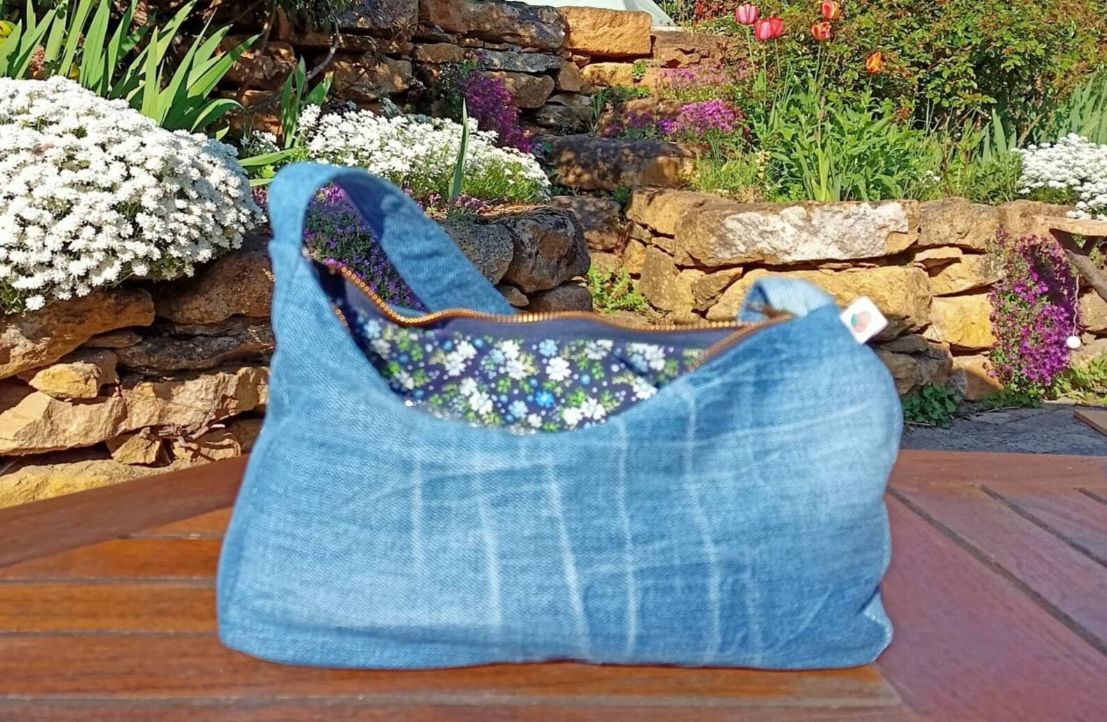 Shoulder bag en jean doublé liberty