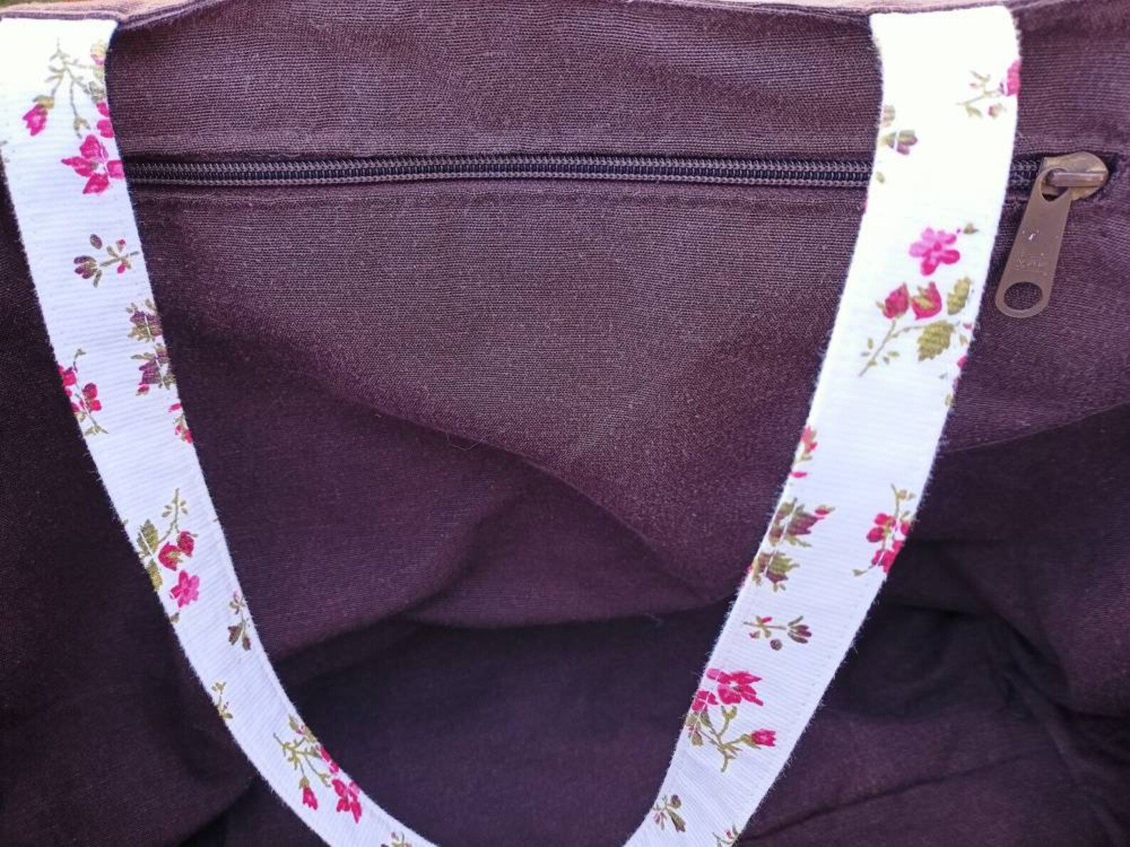 Sac de plage, sac cabas en lin, doublé liberty. avec poches intérieures