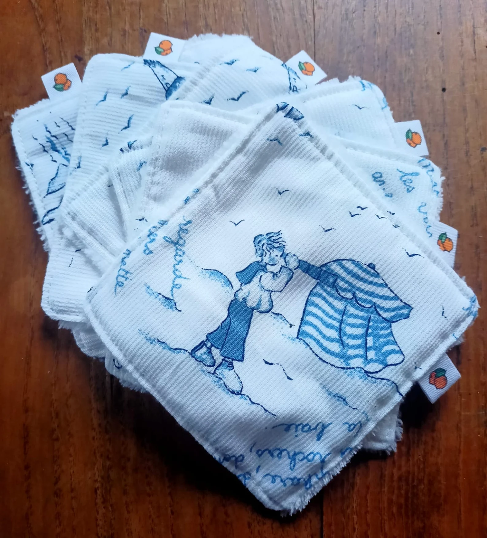 Lingettes démaquillantes ou pour bébé, tissu au choix et éponge Bambou Oeko-tex