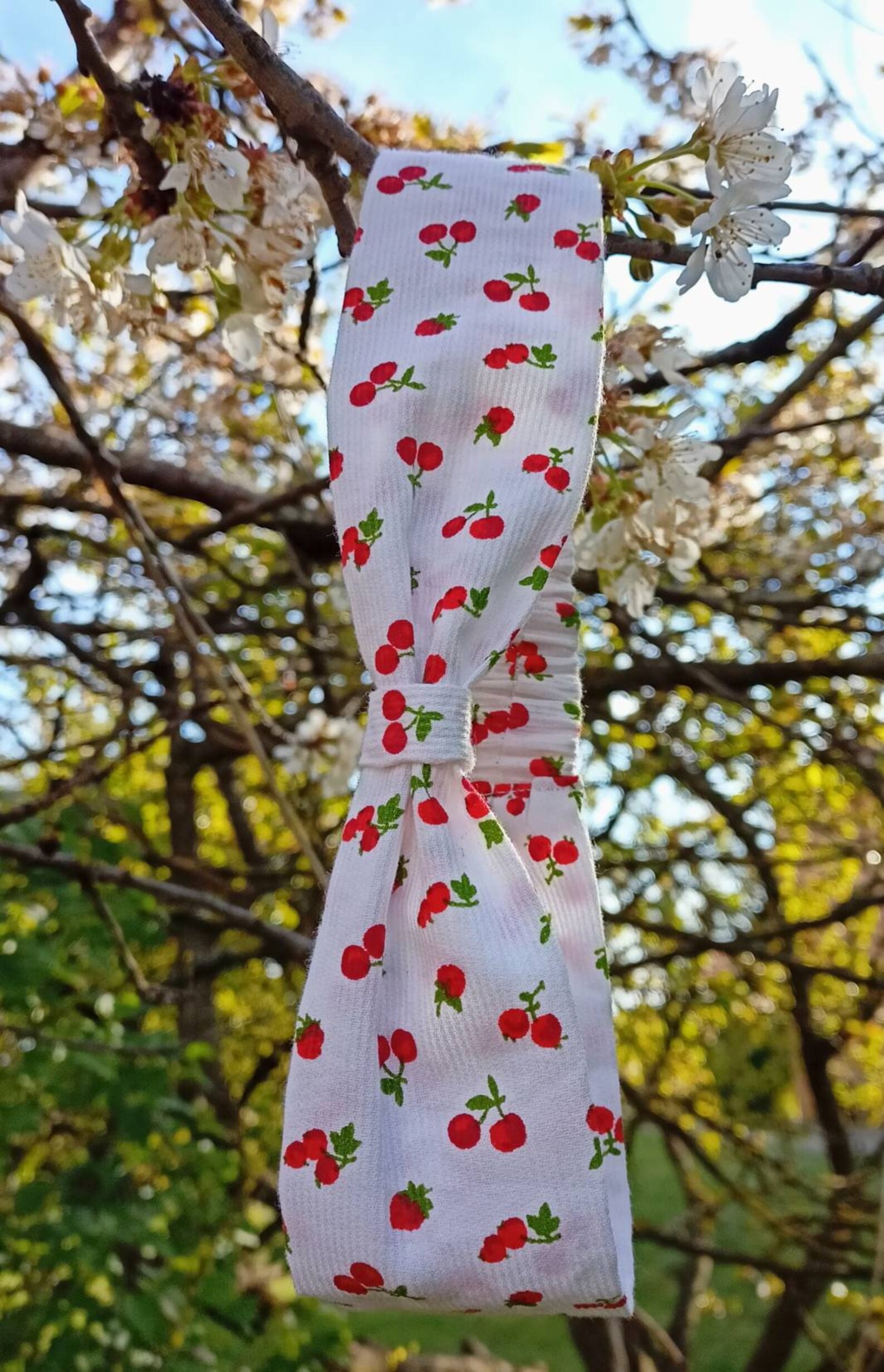 Headband bébé, fille, liberty, piqué de coton cerises