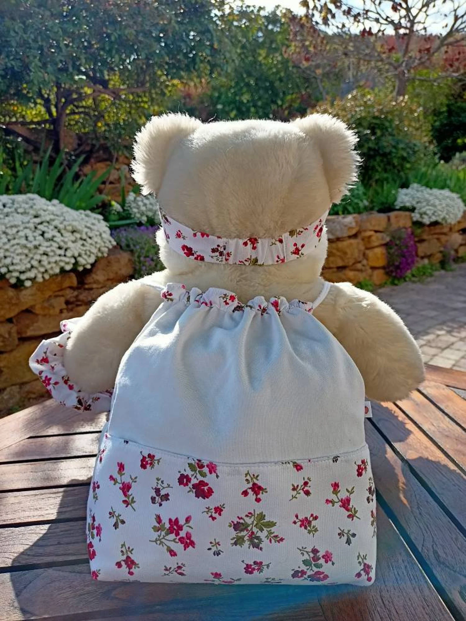 Pochon, sac cadeau 0 déchet, sac à doudou, sac à goûter, en lin et piqué de coton  Oeko-tex imprimé floral