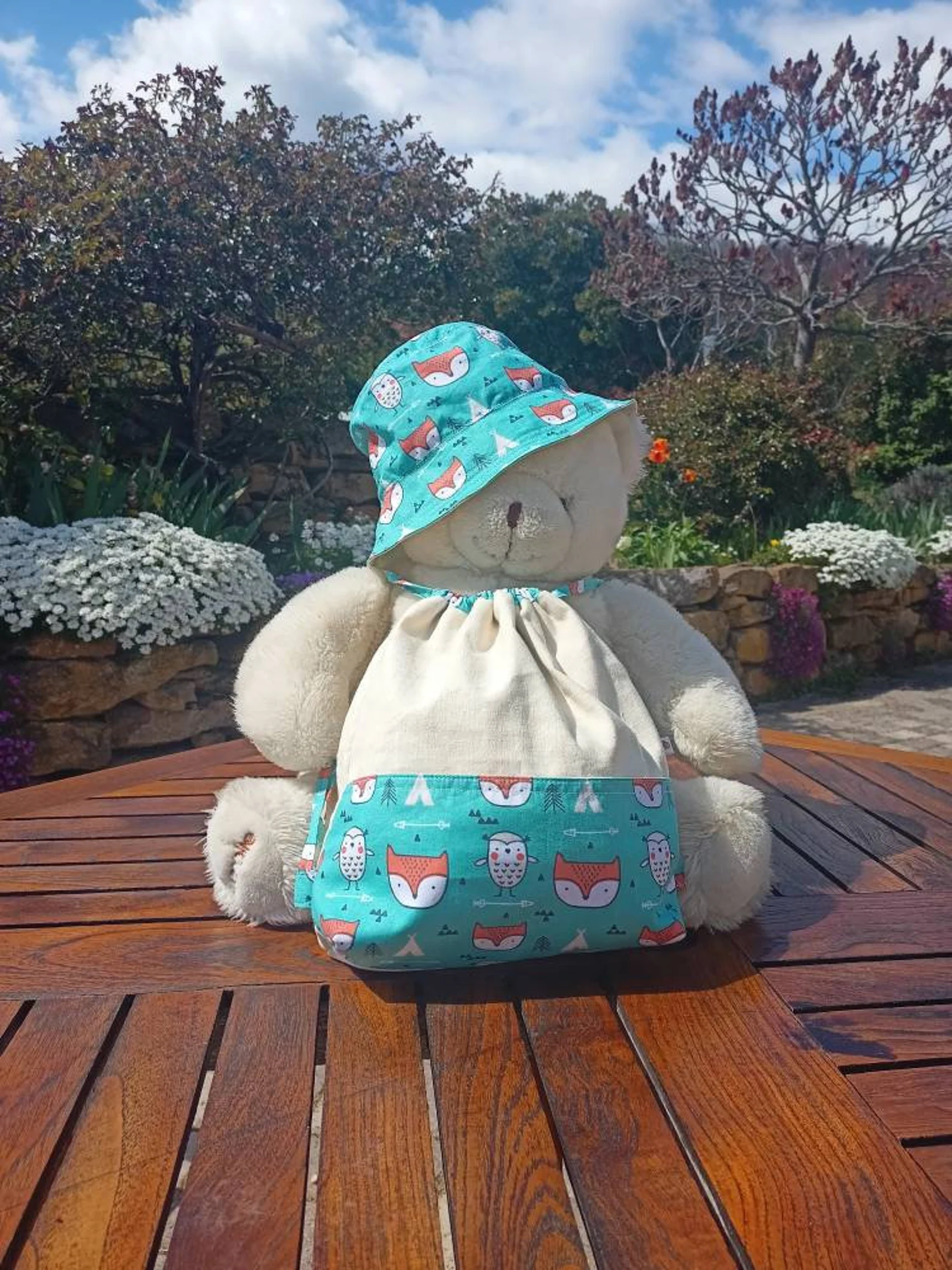 Pochon, sac cadeau 0 déchet, sac à doudou, sac à goûter, en lin et piqué de coton imprimé floral Oeko-tex