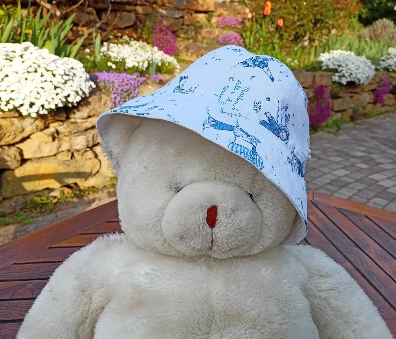 Bob, chapeau bébé, enfant, réversible en lin et coton imprimé marin