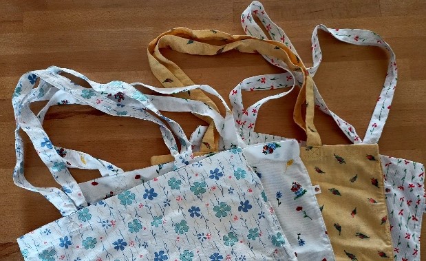 Totebag lin et poche en toile de jute