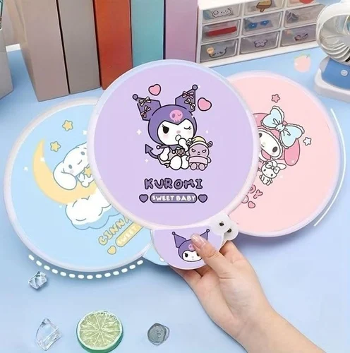 Plastic Portable & Foldable Printed Round Hand Fan