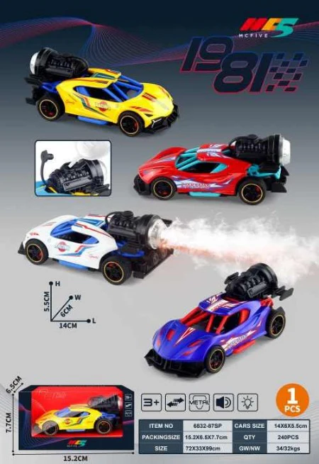  Die cast alloy car with smoke & music pack of 1