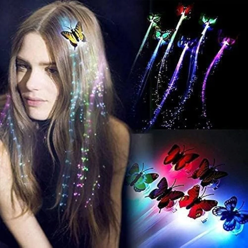LED Flashing Light Butterfly Hair Clip (1 Pair)